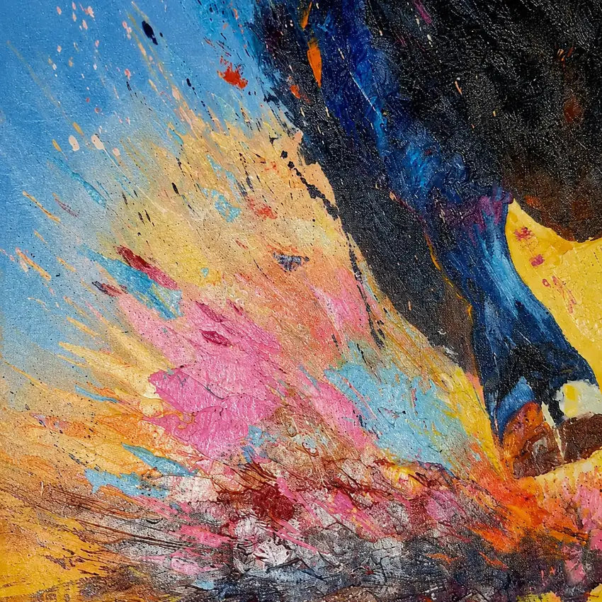 Charge — Hand-painted bull painting, oil 80×100 cm