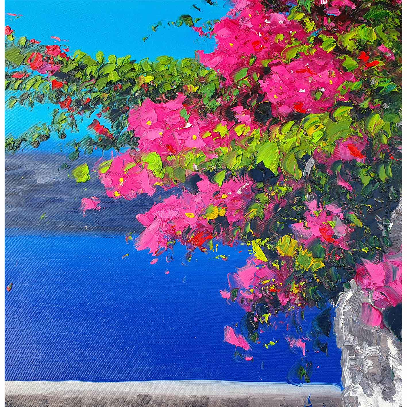 Pintura al Óleo Buganvilla Mar 81x102 cm