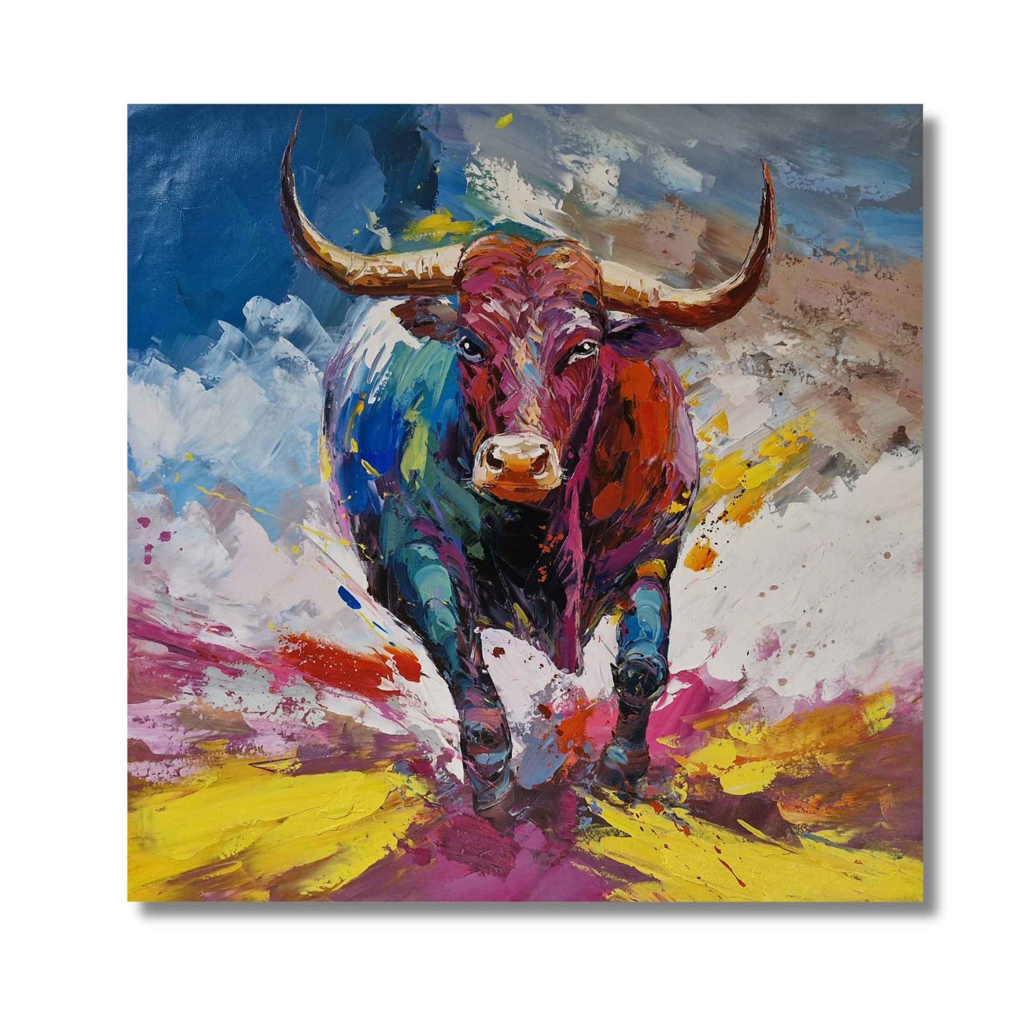 Pintura Toro Colorido 100x100 cm