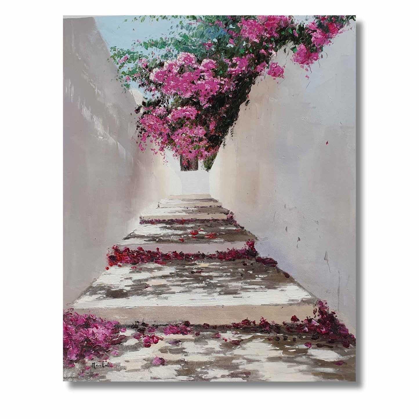 Pintura Escalera con Buganvilla 81x102 cm