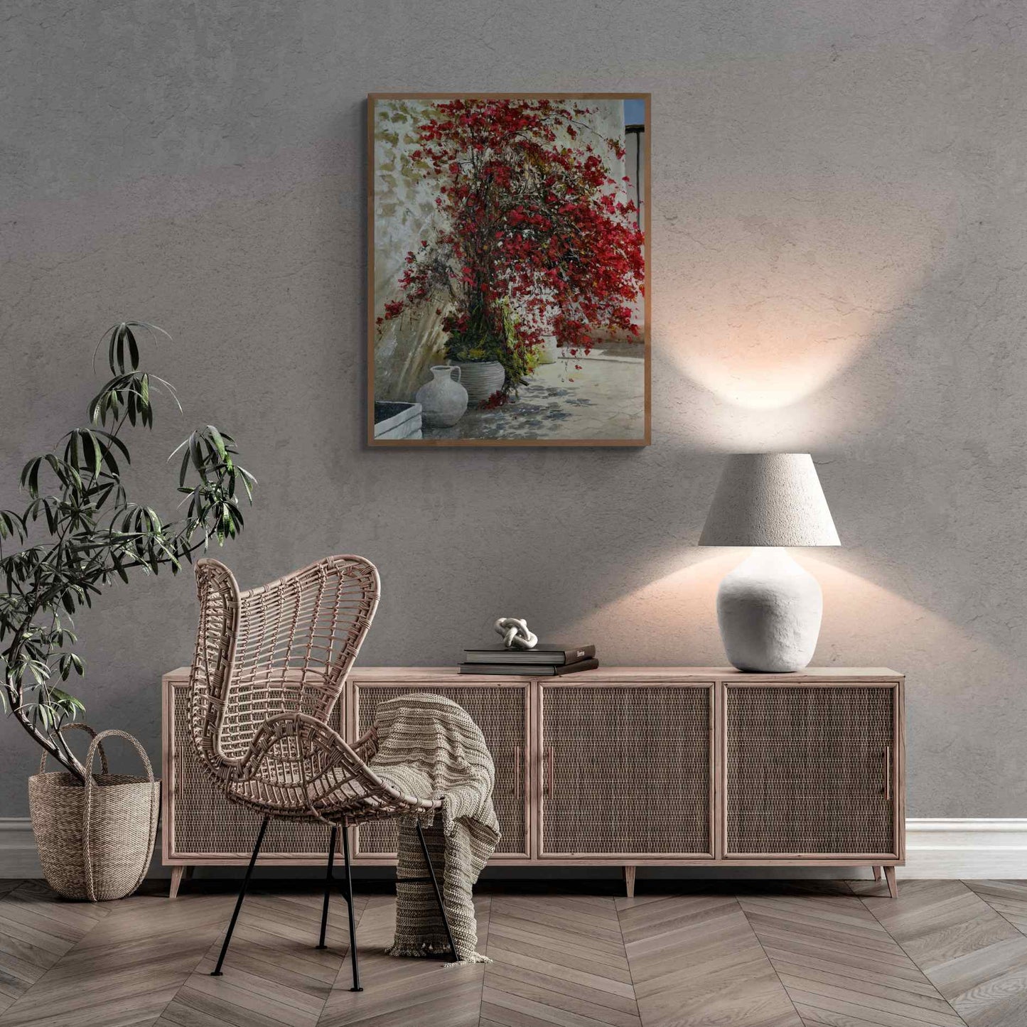 Malerei von Bougainvillea und ihrem Raum