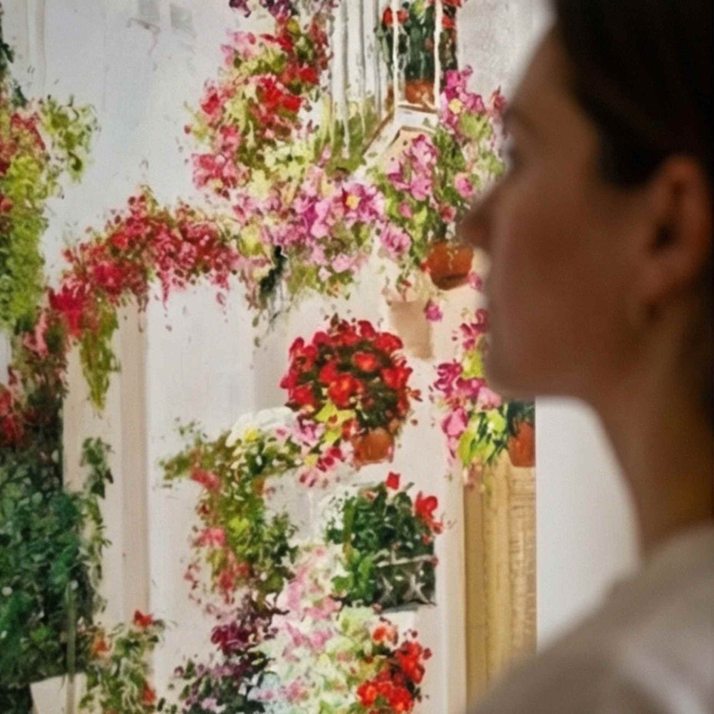 Ölgemälde Mediterraner Blumengarten – Gemälde von Martin