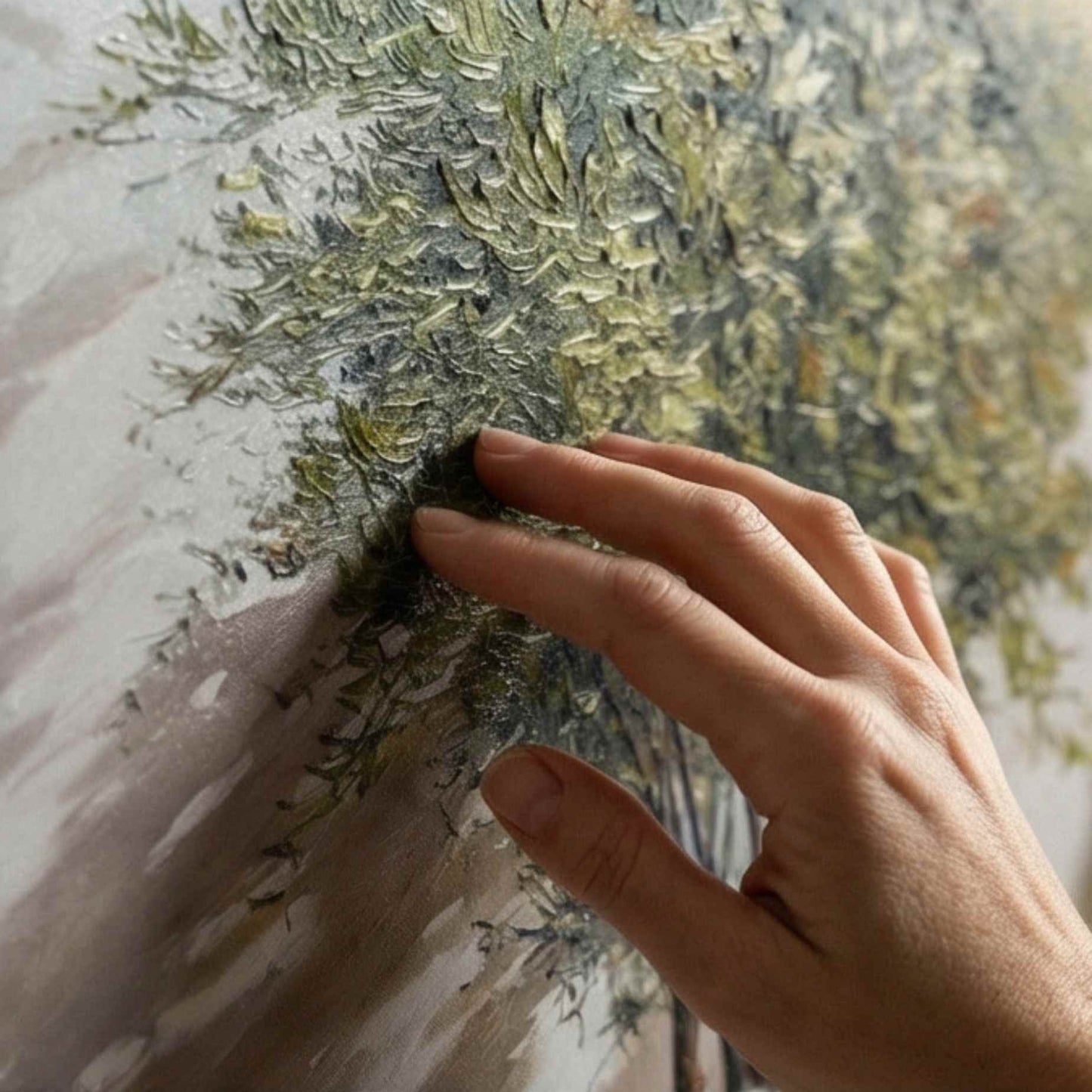 Pintura al Óleo Patio Mediterráneo con Plantas y Macetas 81x102 cm