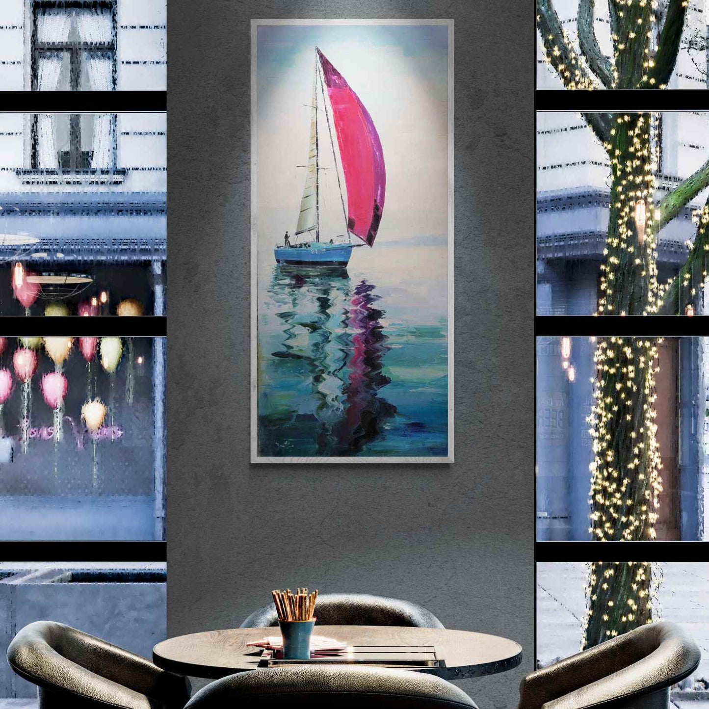 Malen der lila Kerze