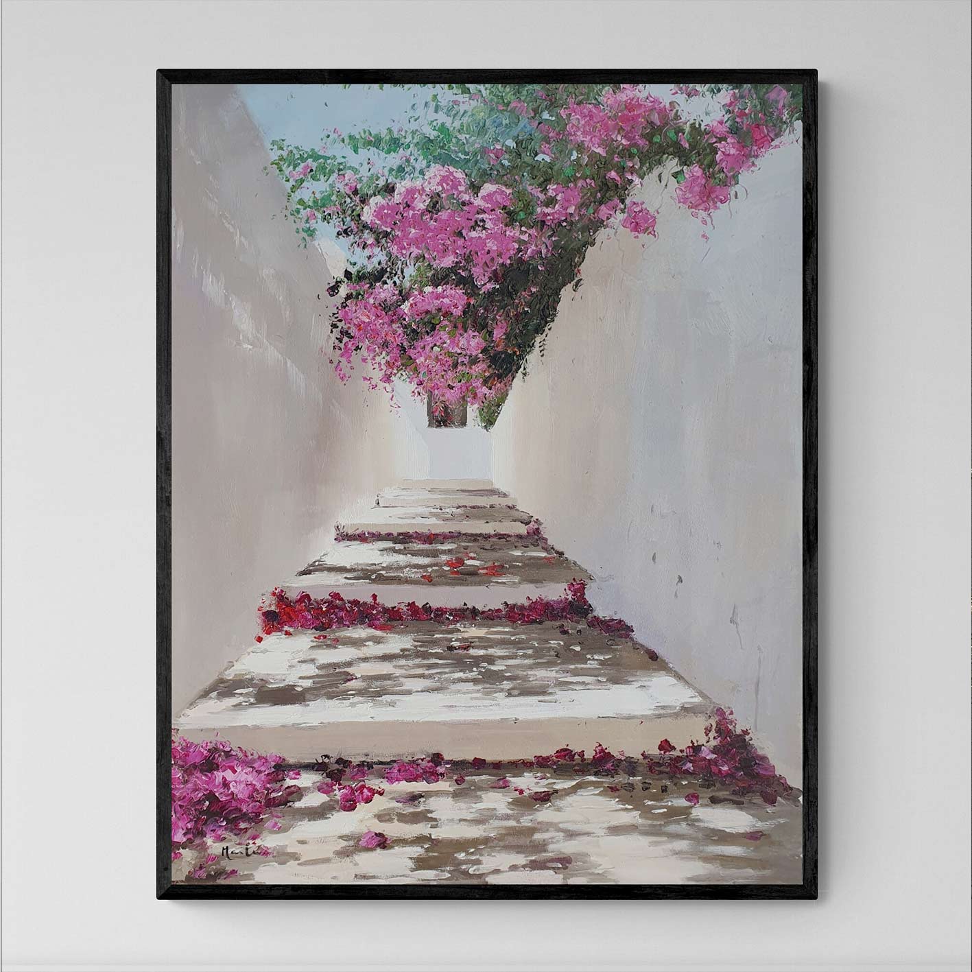 Pintura Escalera con Buganvilla 81x102 cm