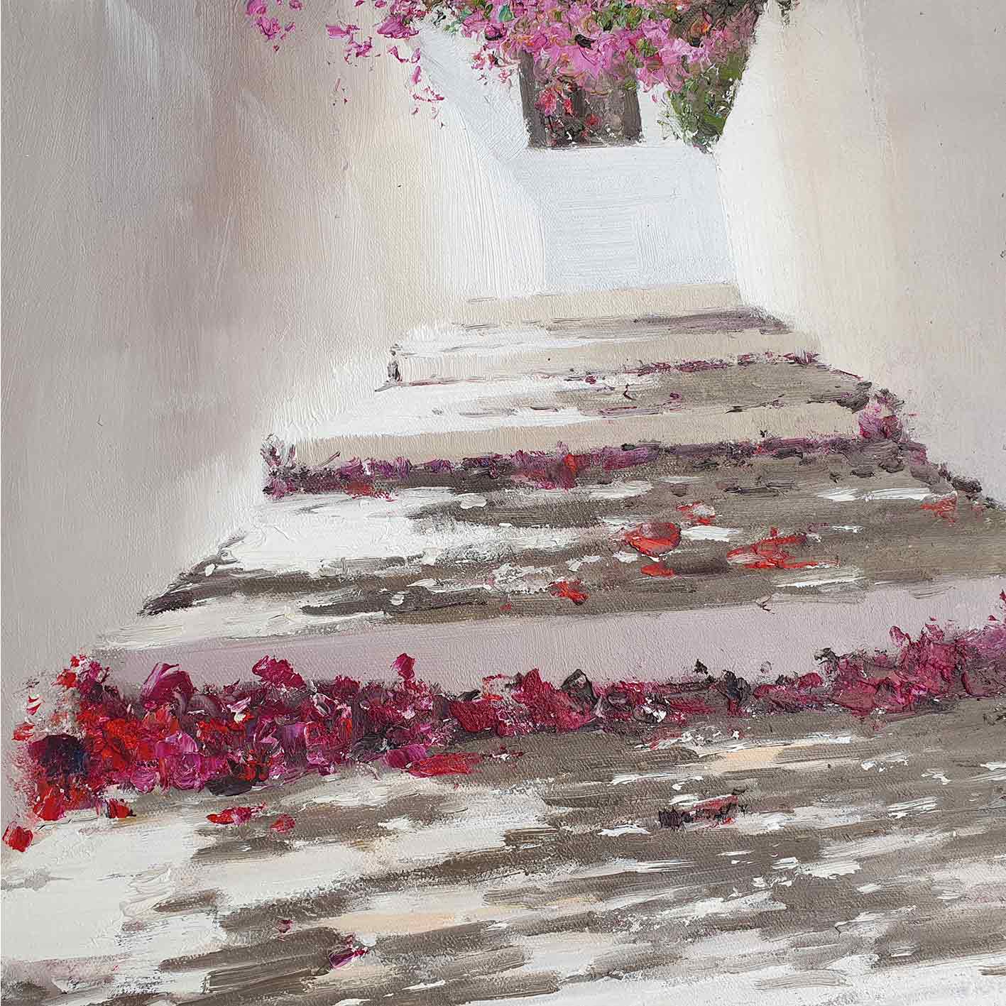 Pintura Escalera con Buganvilla 81x102 cm
