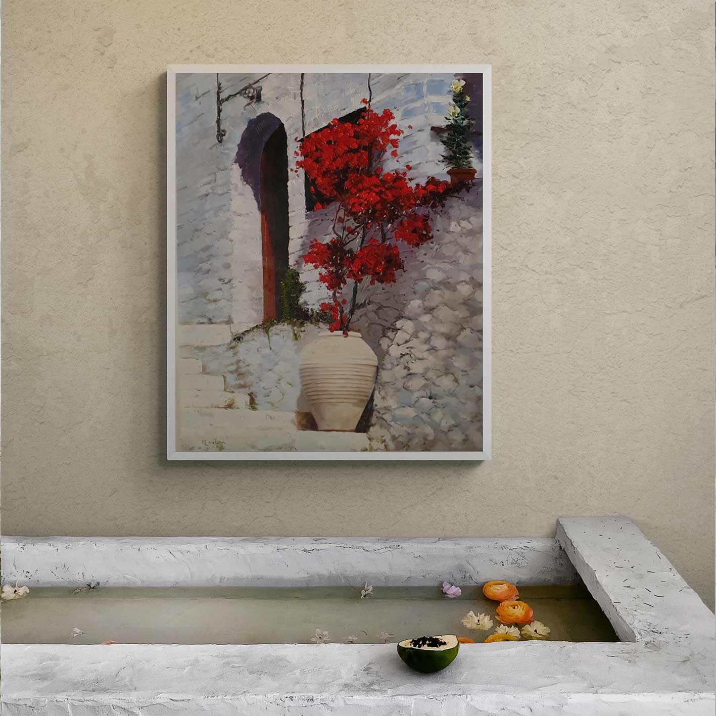 Rote Bougainvillea-Malerei