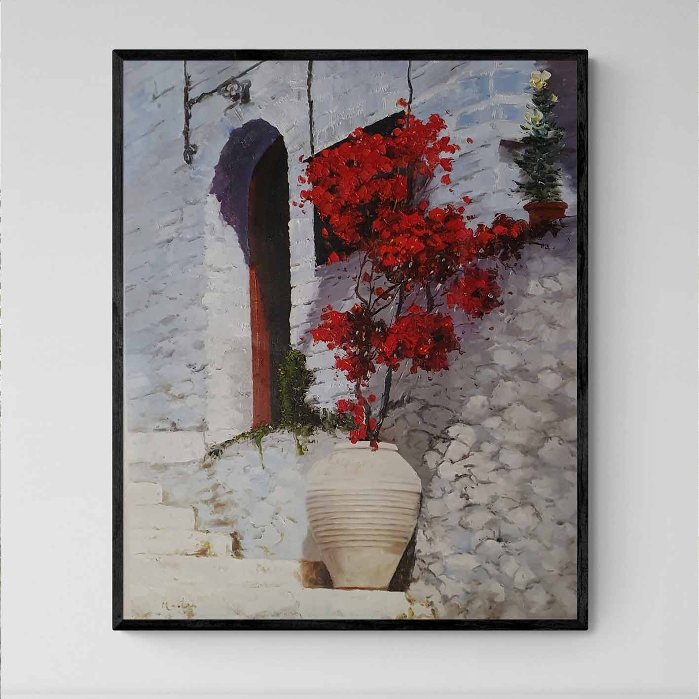 Rote Bougainvillea-Malerei