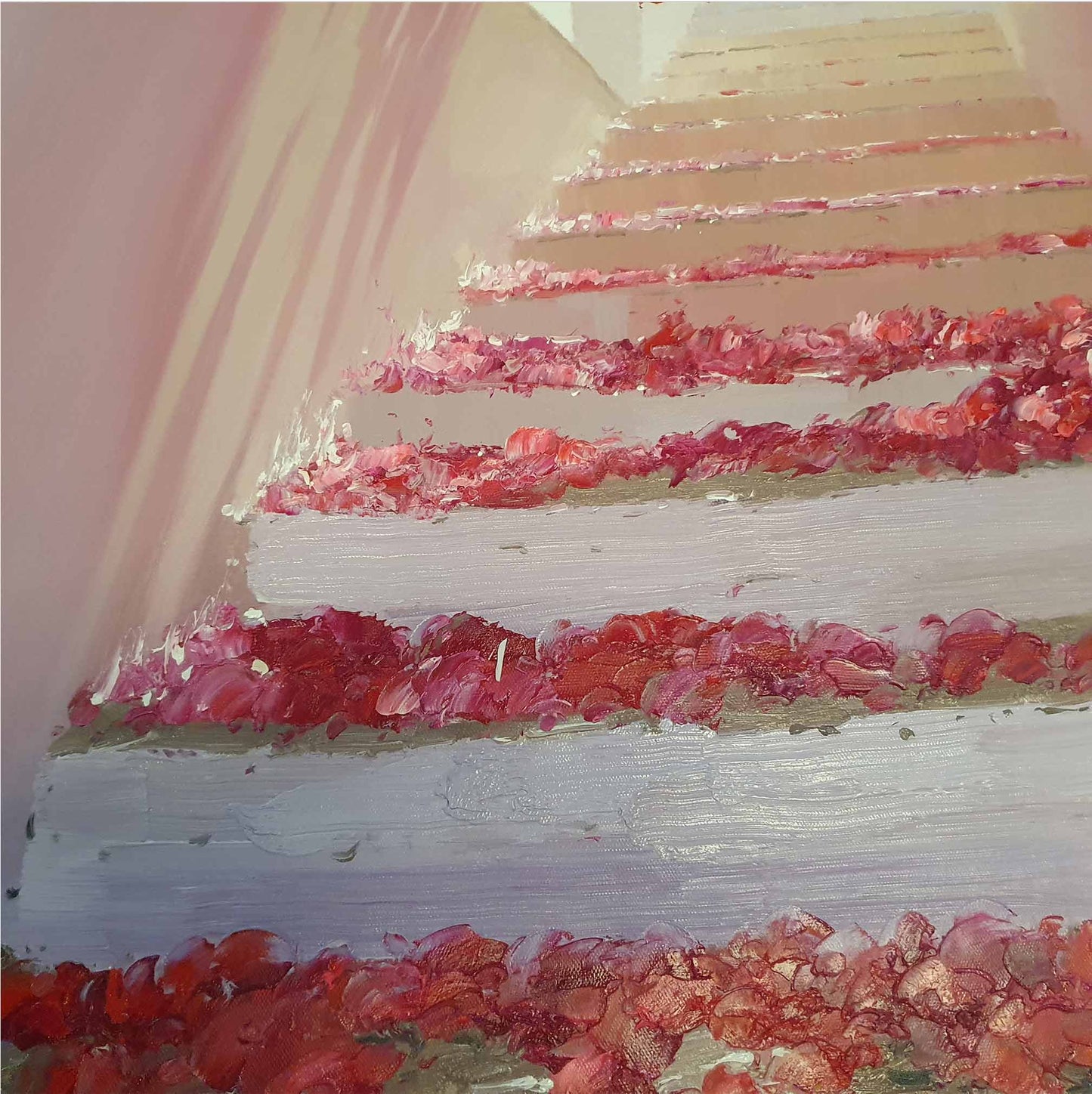 Rote Bougainvillea-Treppenmalerei