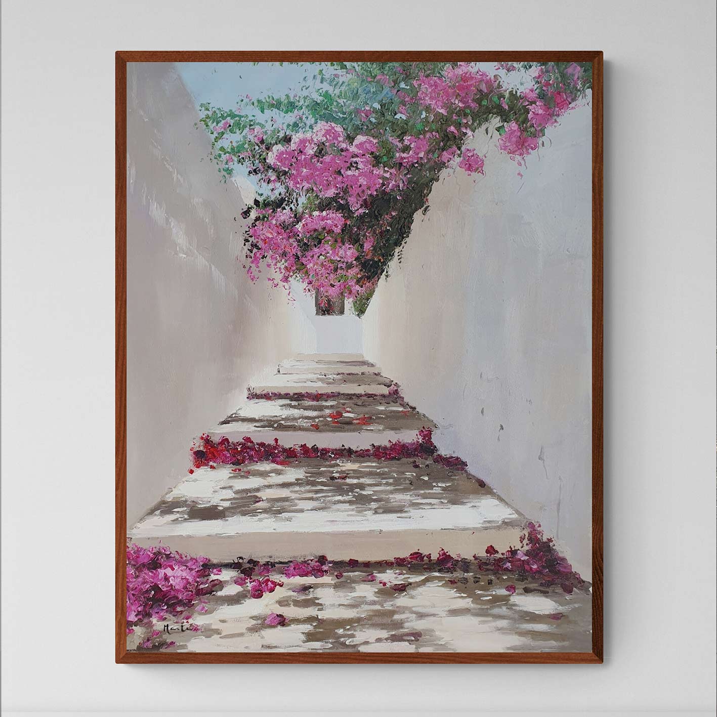Pintura Escalera con Buganvilla 81x102 cm