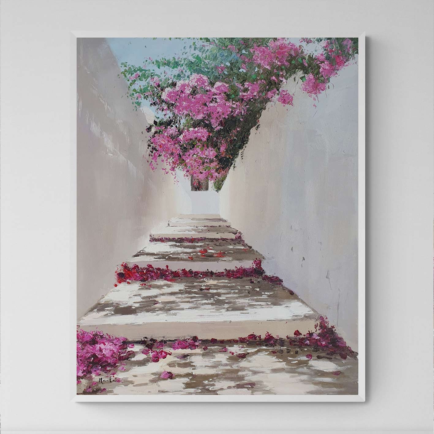 Pintura Escalera con Buganvilla 81x102 cm