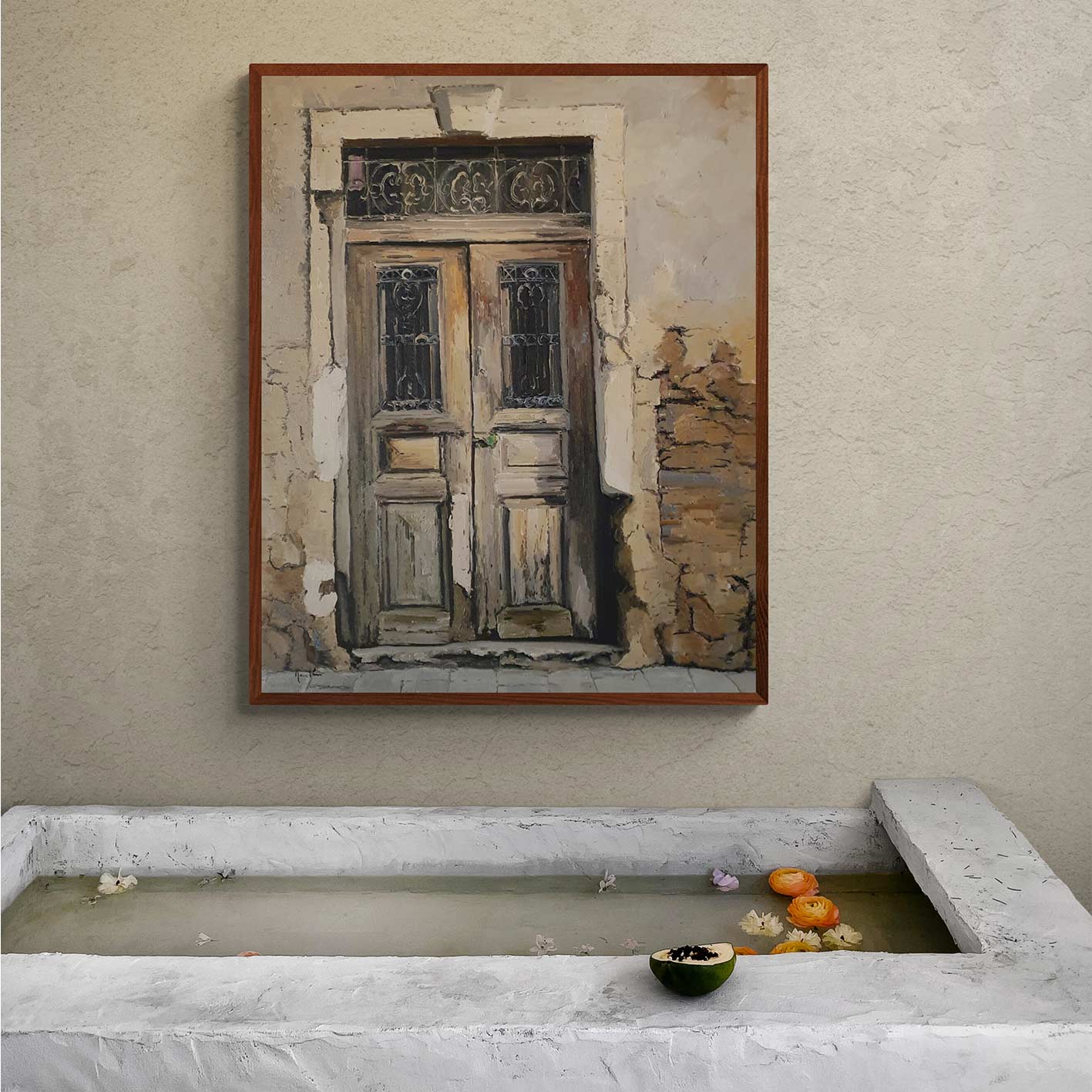 Malerei der Tür des alten Hauses