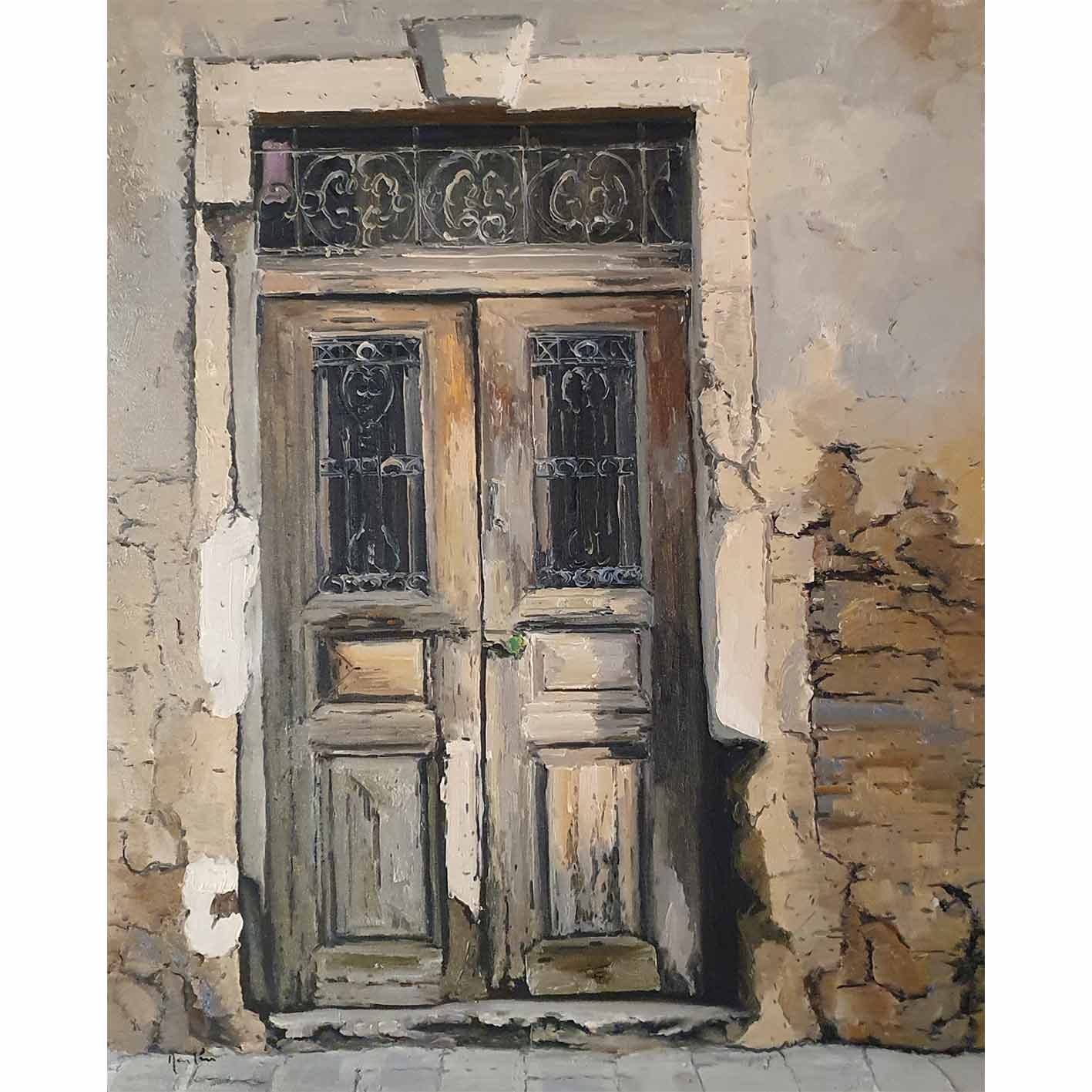 Malerei der Tür des alten Hauses