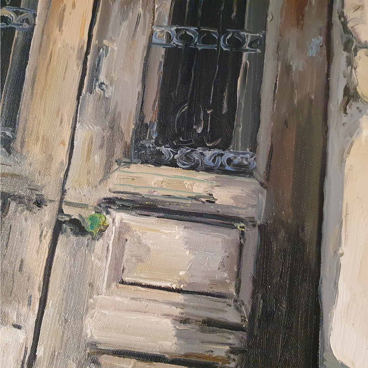 Malerei der Tür des alten Hauses