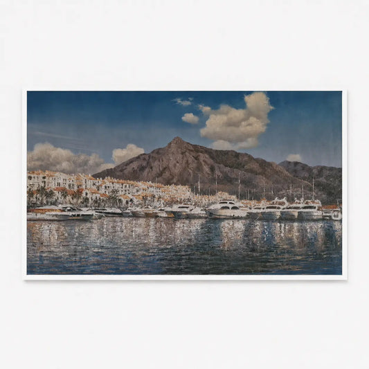 Puerto Banús al Óleo Pintado a Mano 120x70 cm
