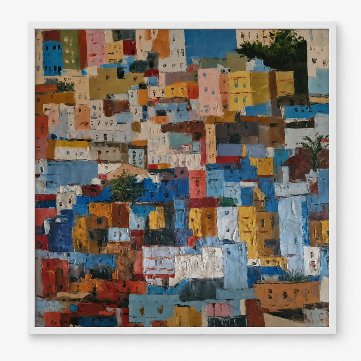 Hand-Painted Oil Favelas 100x100 cm