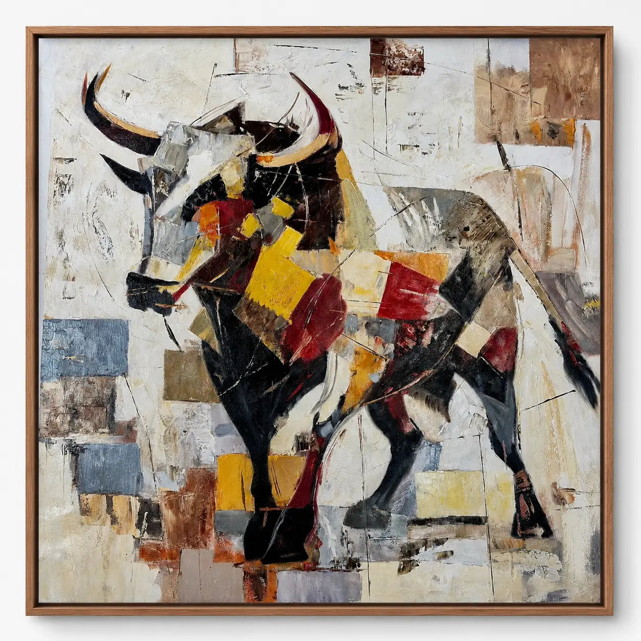 Toro al óleo — Arte taurino 102×102 cm | Martín