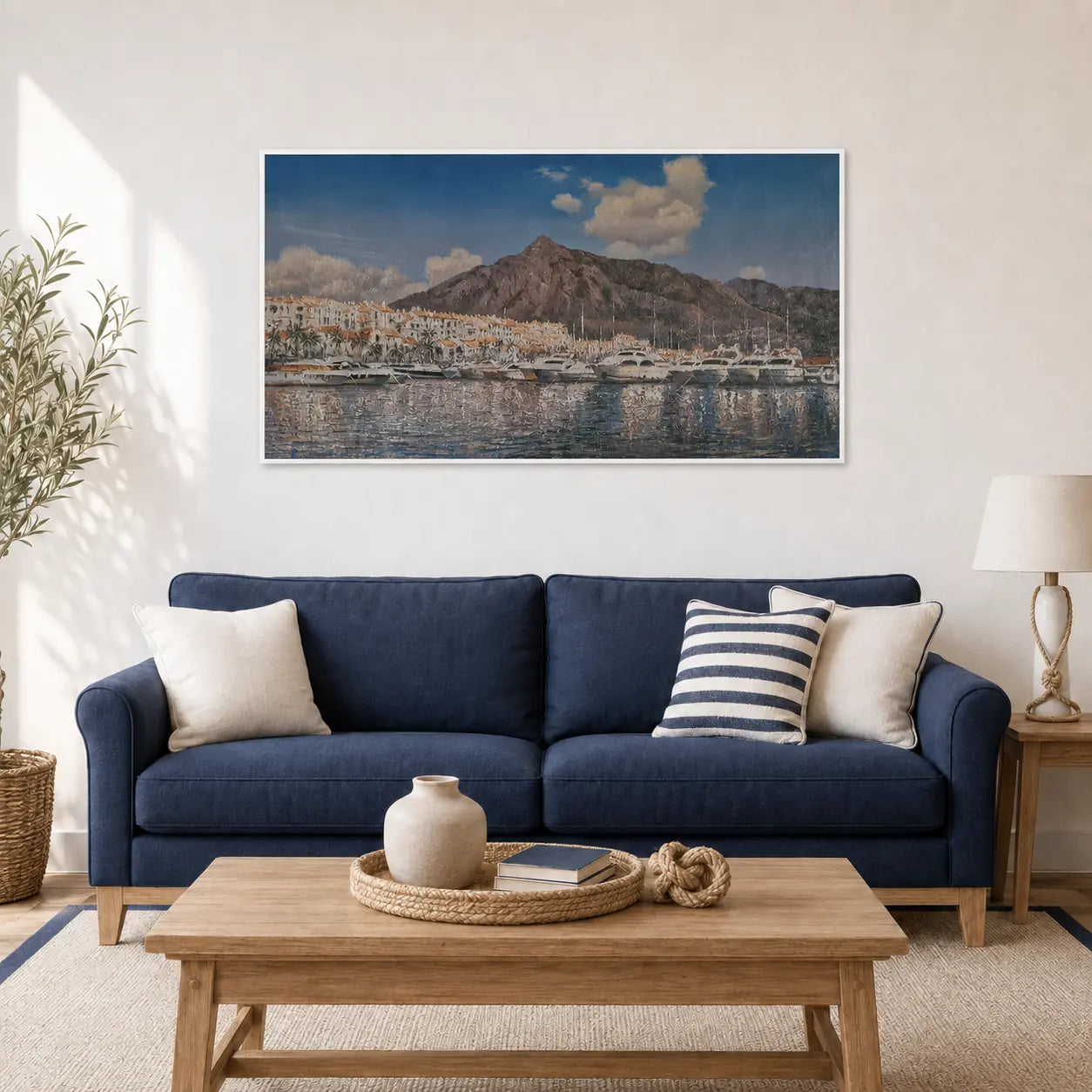 Hand-Painted Oil Puerto Banús 120x70 cm