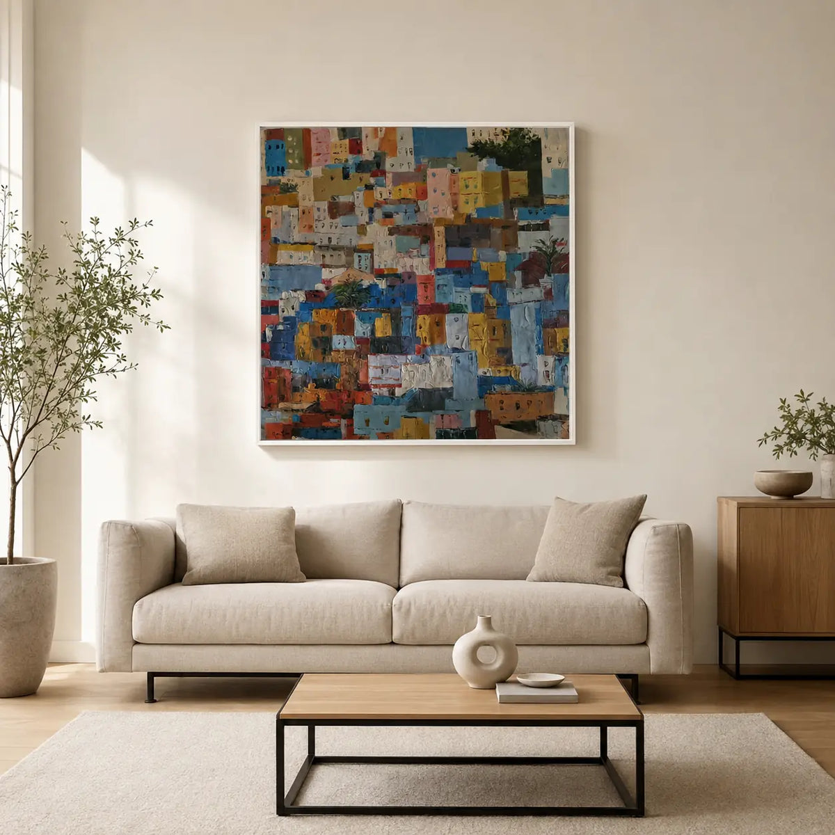 Hand-Painted Oil Favelas 100x100 cm