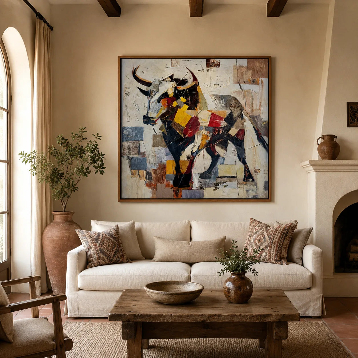 Toro al óleo — Arte taurino 102×102 cm | Martín