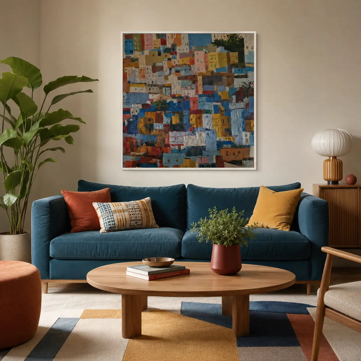 Hand-Painted Oil Favelas 100x100 cm