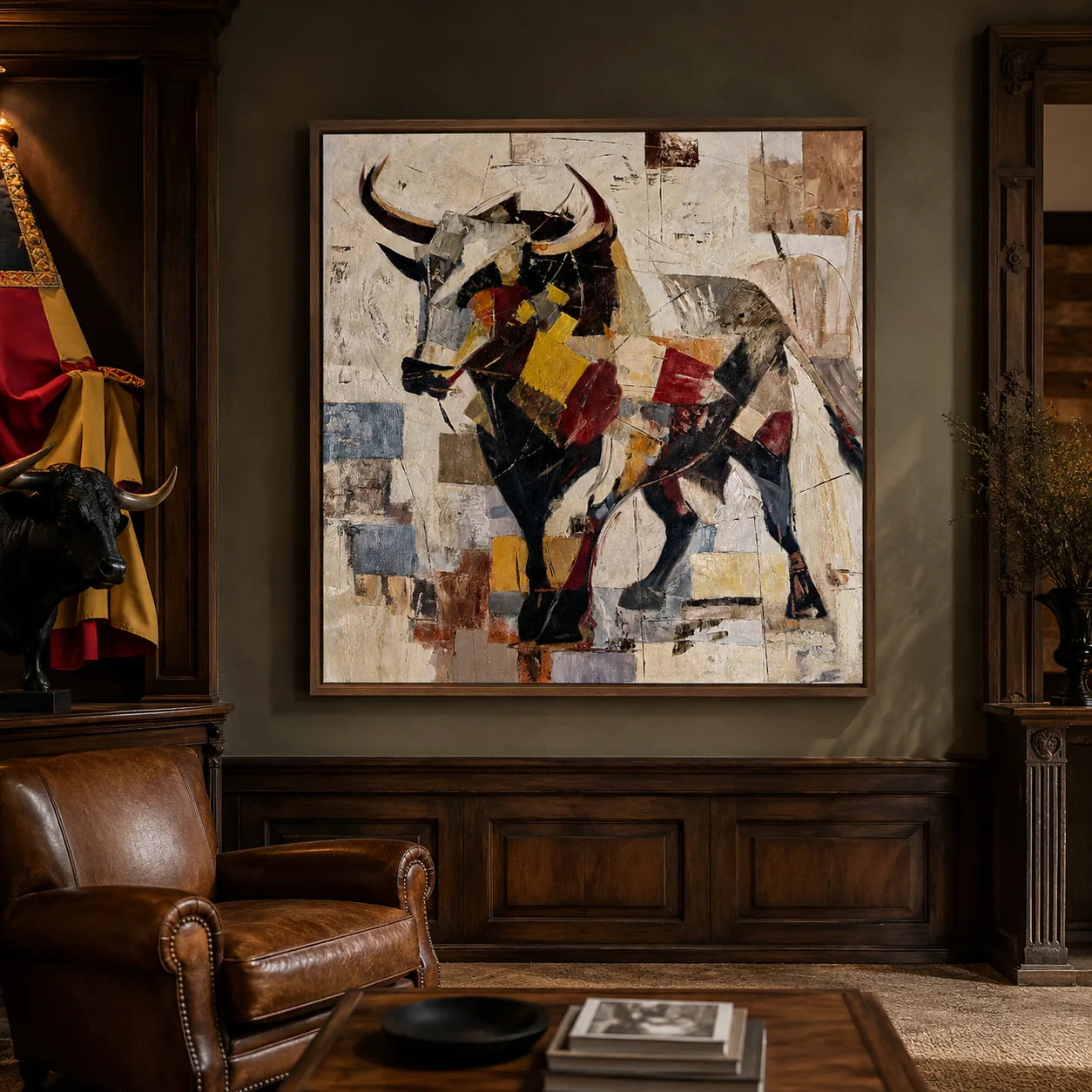 Toro al óleo — Arte taurino 102×102 cm | Martín