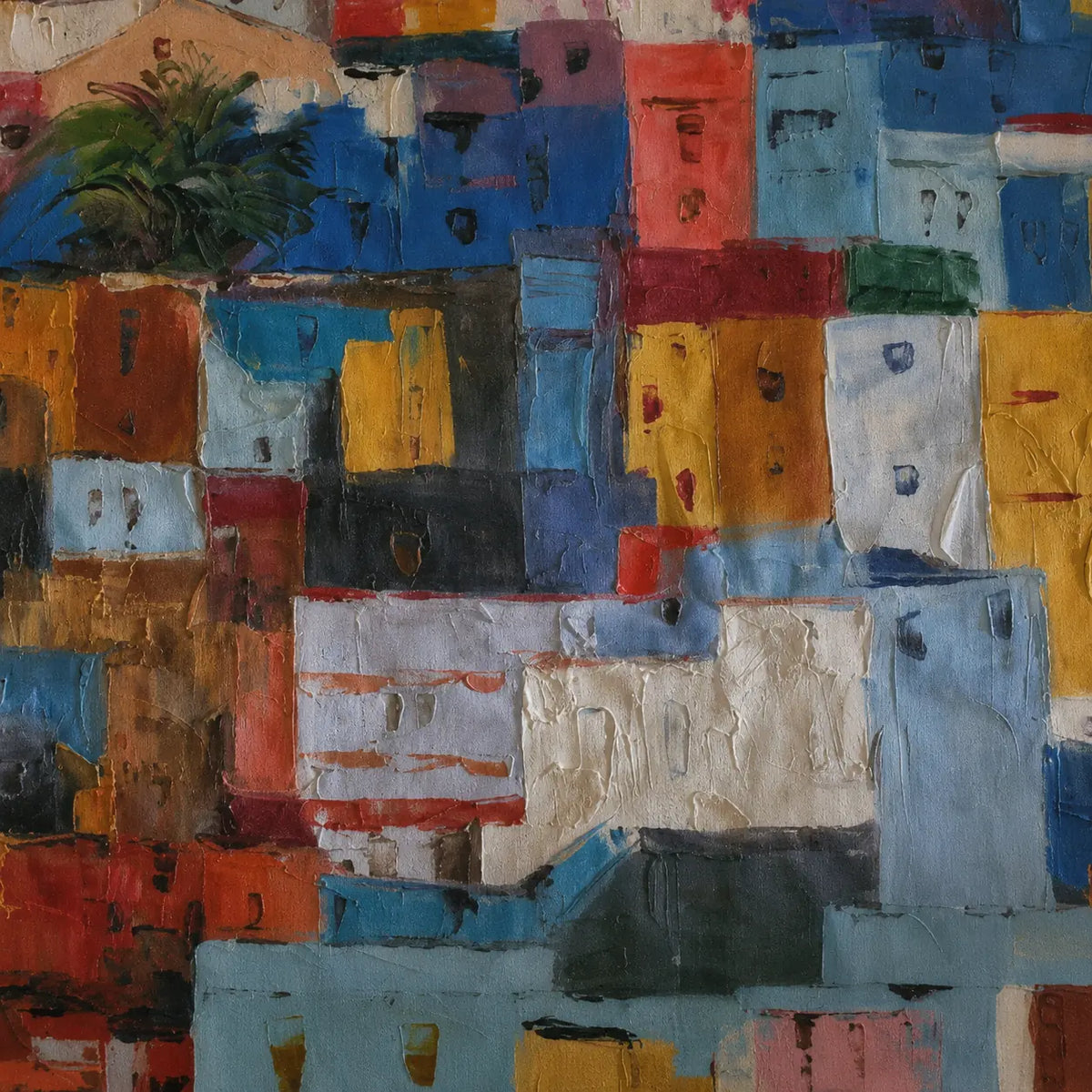 Hand-Painted Oil Favelas 100x100 cm