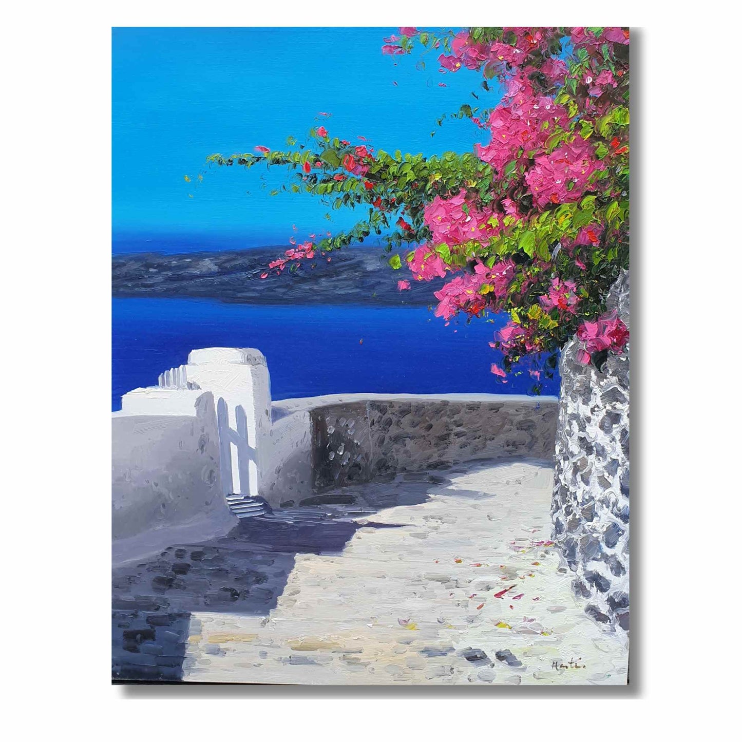 Oil Painting Bougainvillea Sea 81x102 cm