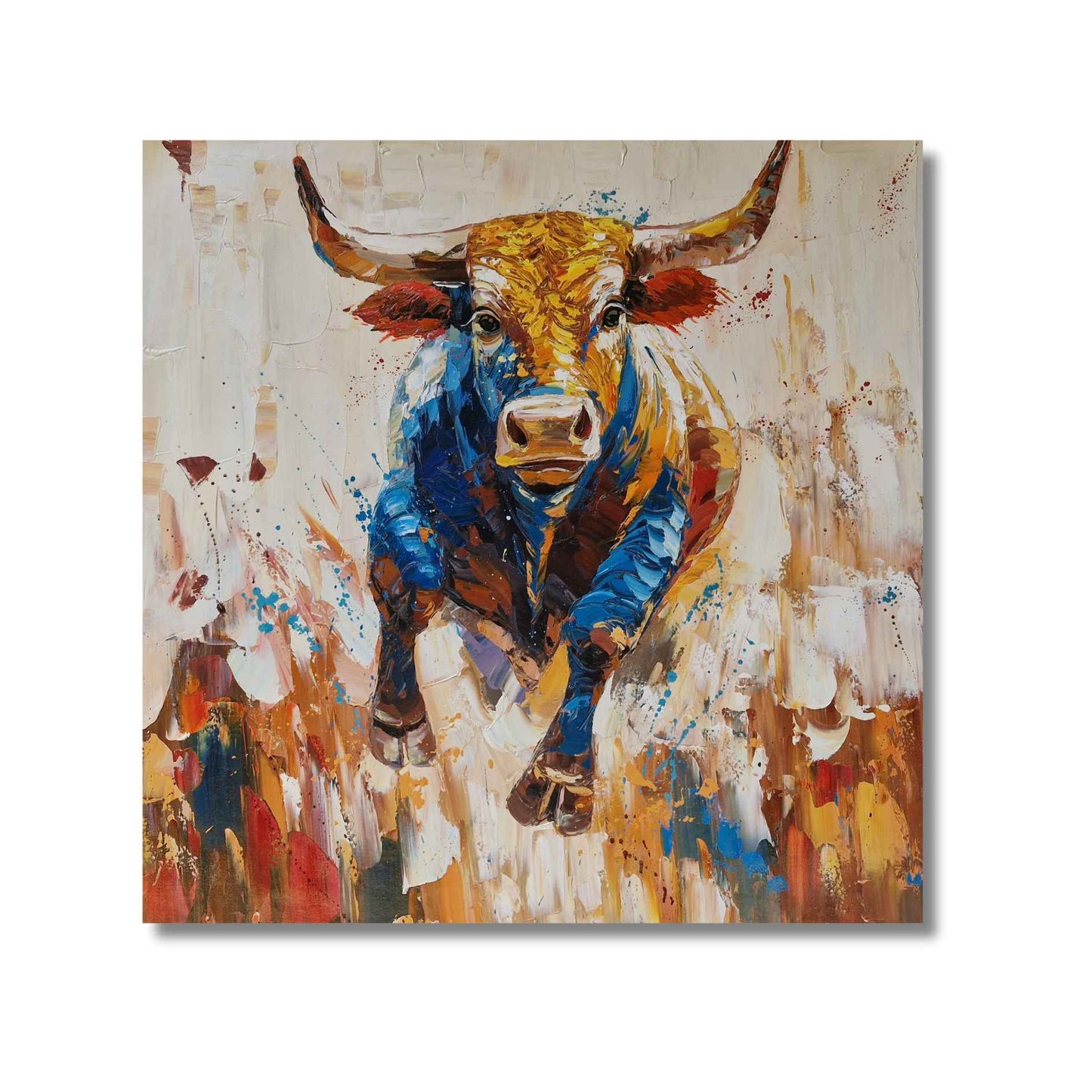 Pintura Toro Multicolor al Óleo 100x100 cm