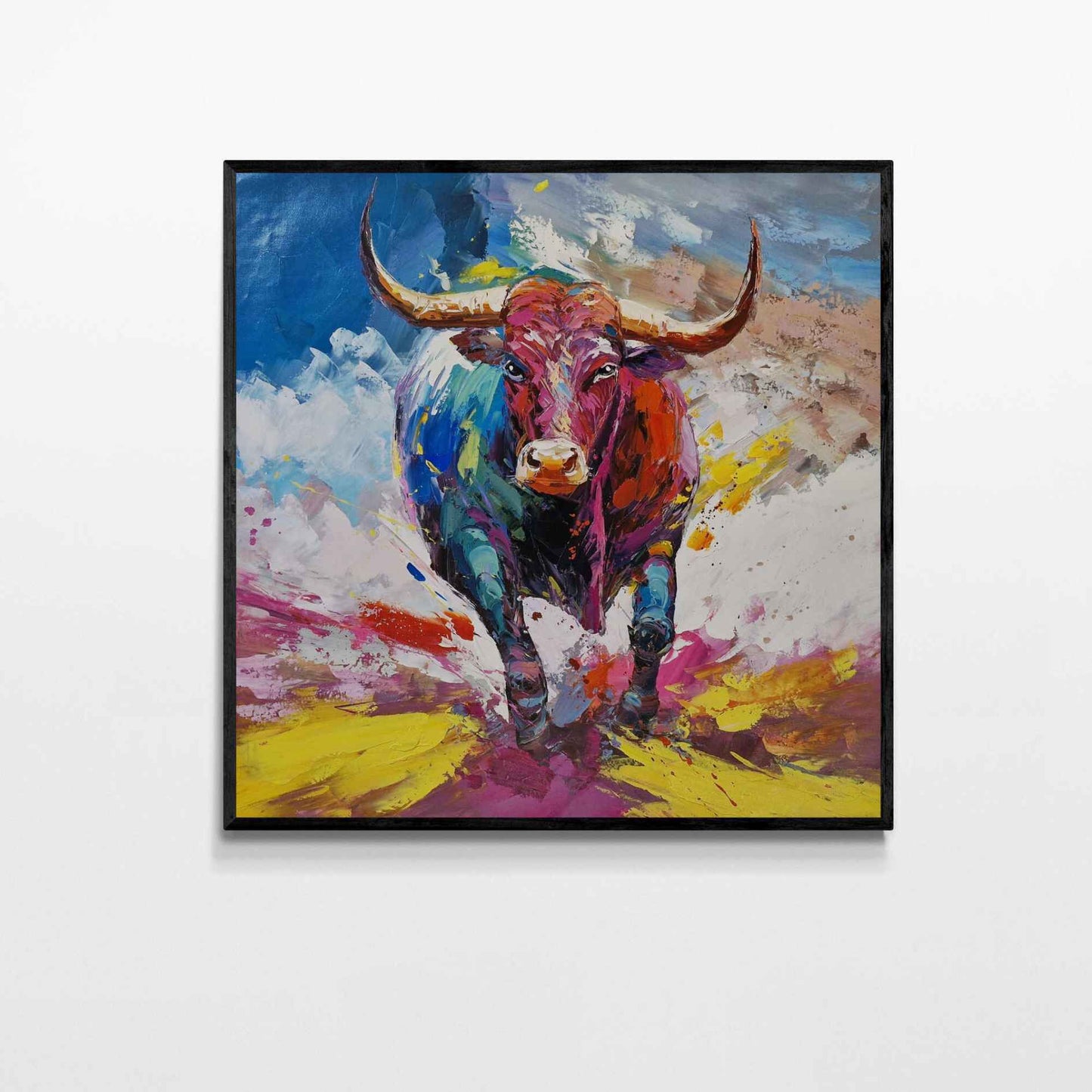 Pintura Toro Colorido 100x100 cm