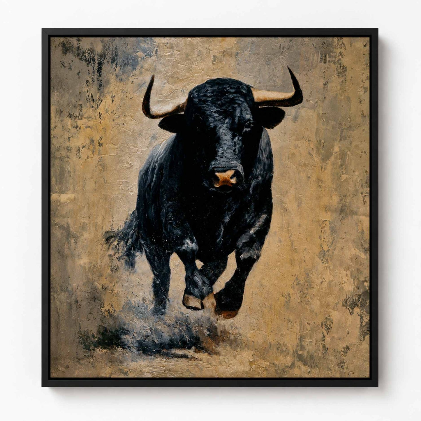 Toro Clásico   — Cuadro de toro pintado a mano, óleo 80×100 cm