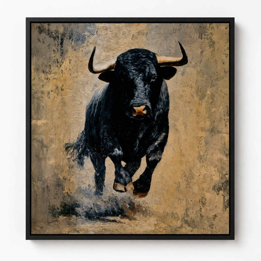 Toro Clásico   — Cuadro de toro pintado a mano, óleo 80×100 cm
