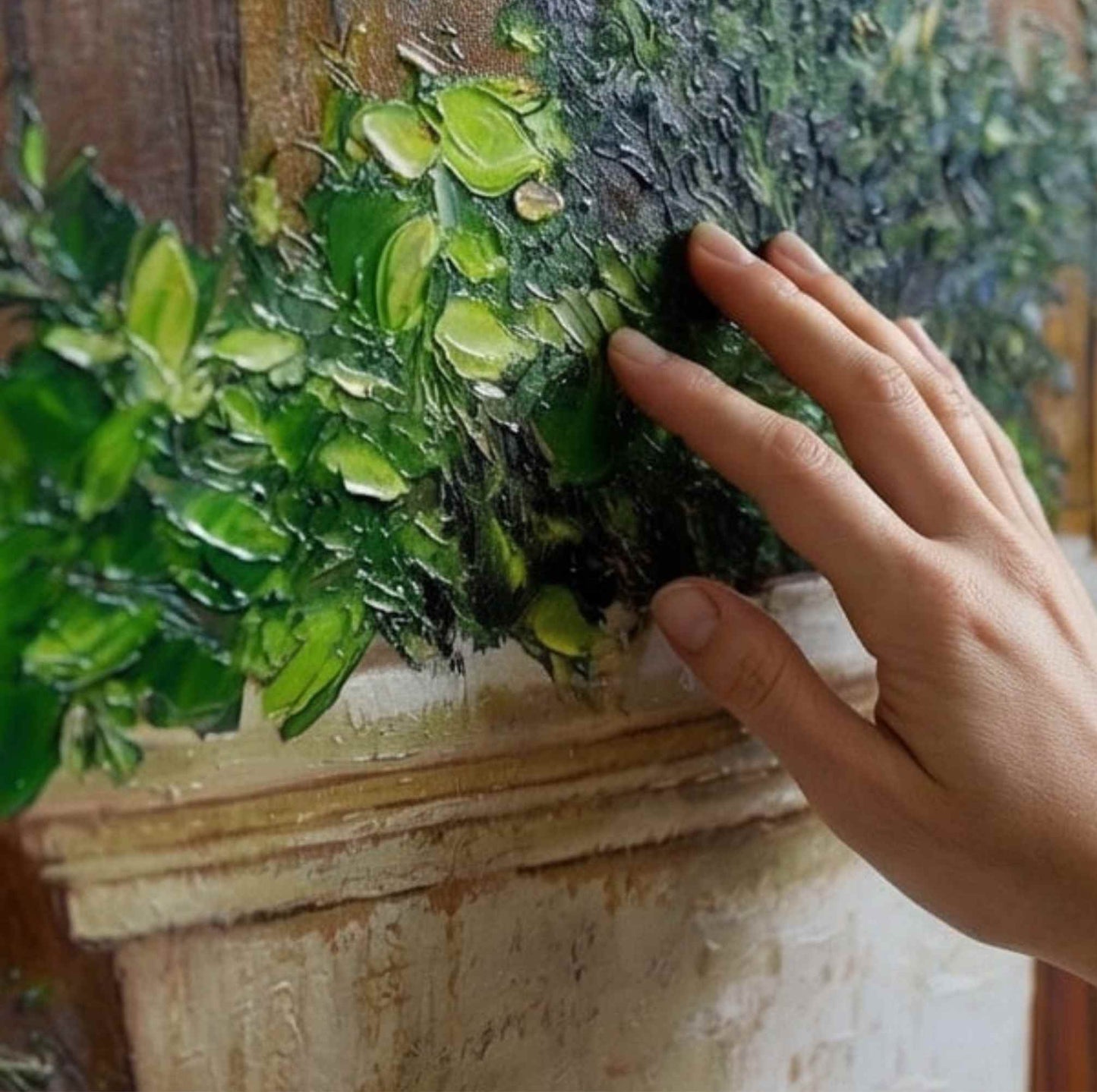 Cuadro al Óleo Macetas de Jardín Rústicas con Plantas Naturales 81x102 cm