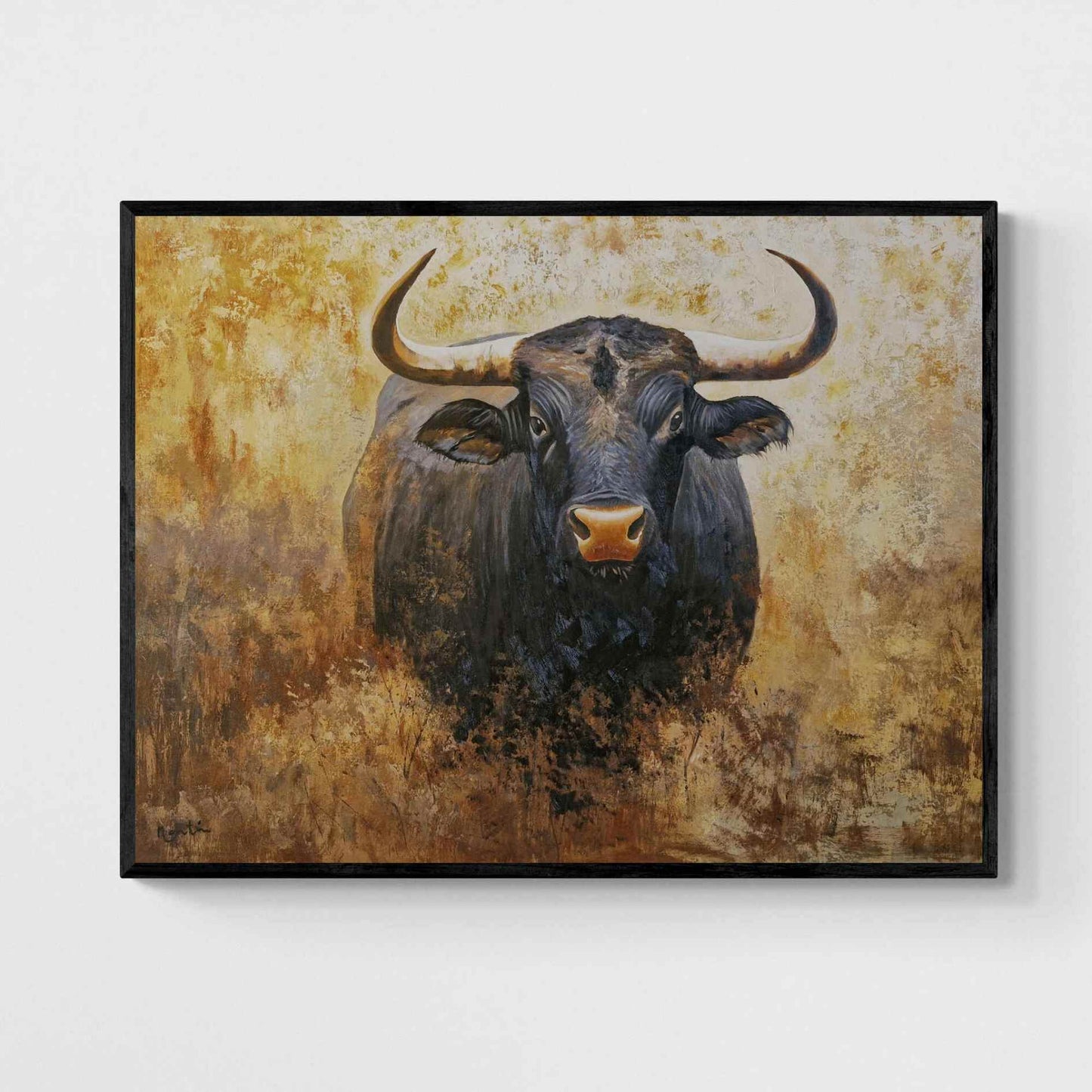 Cuadro al Óleo de Toro Ibérico Pintado a Mano – Arte Animal 110x75 cm