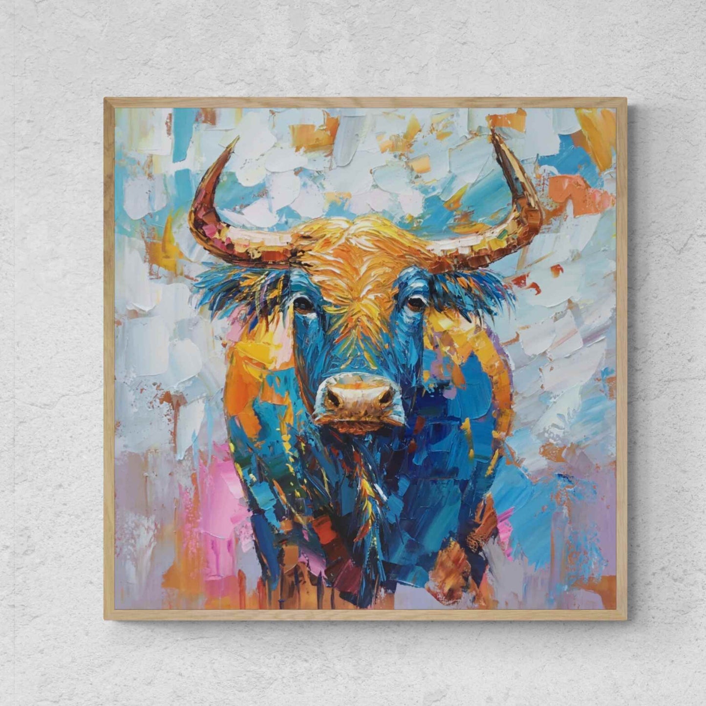 Oil Painting Bull Strength and Freedom 90x90 cm