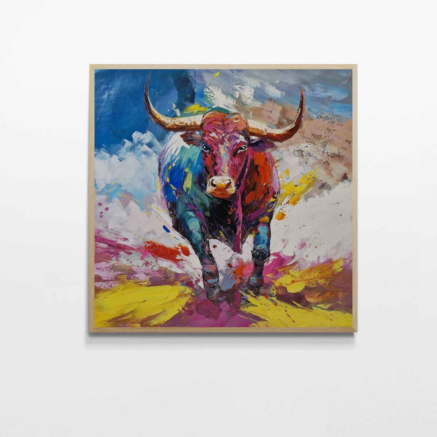Pintura Toro Colorido 100x100 cm