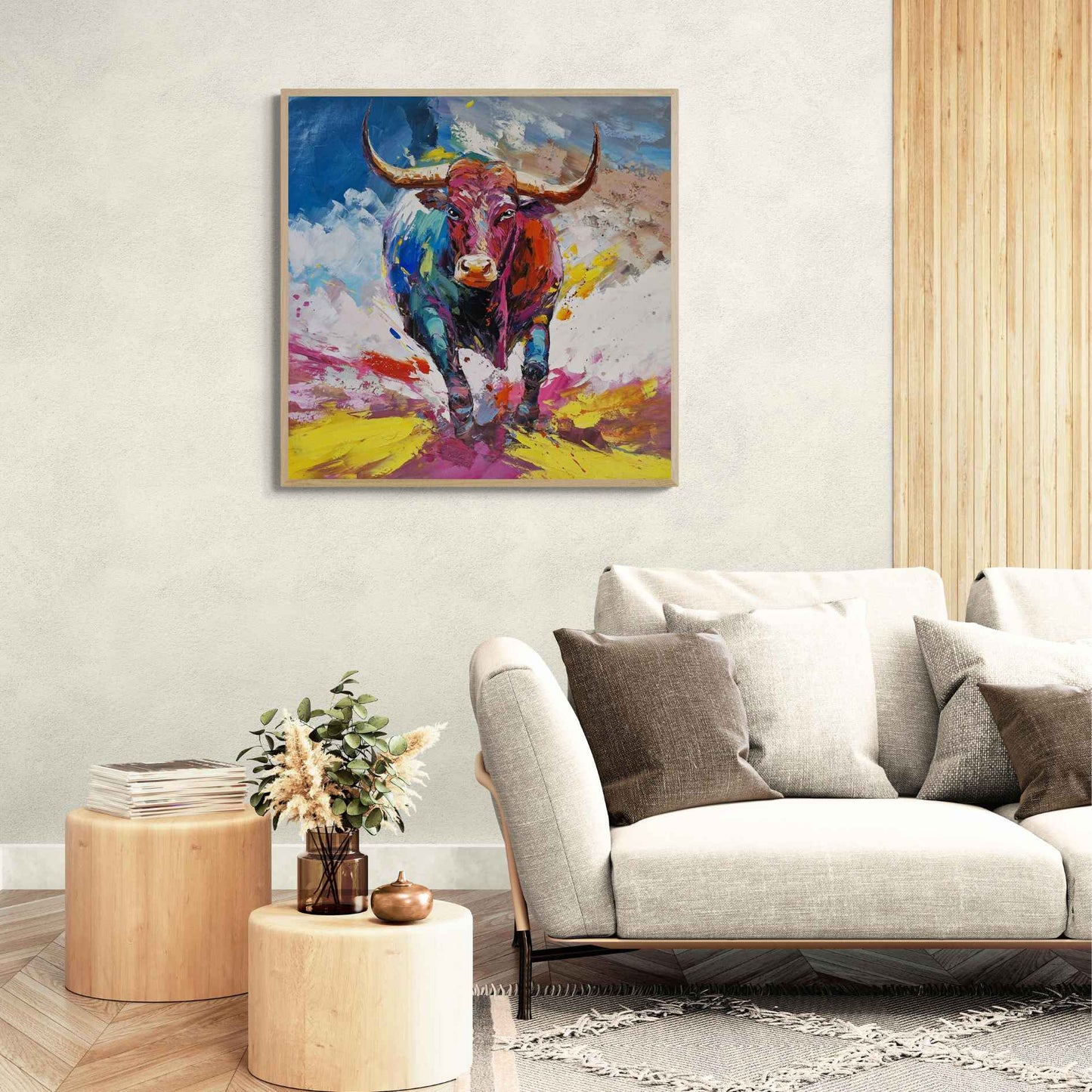 Pintura Toro Colorido 100x100 cm