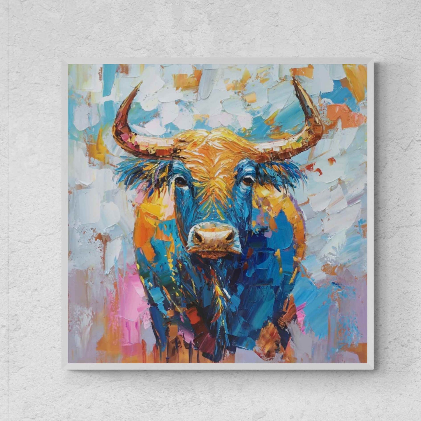 Oil Painting Bull Strength and Freedom 90x90 cm