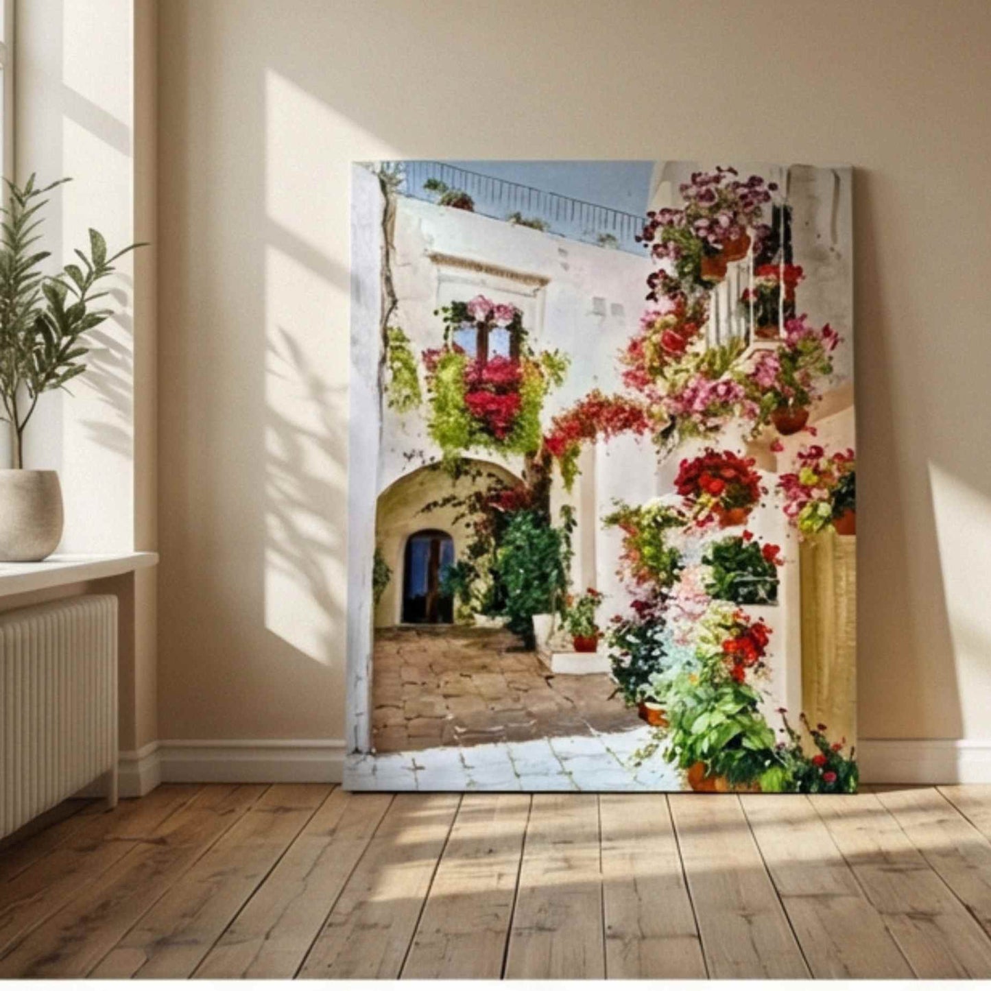 Ölgemälde Mediterraner Blumengarten – Gemälde von Martin