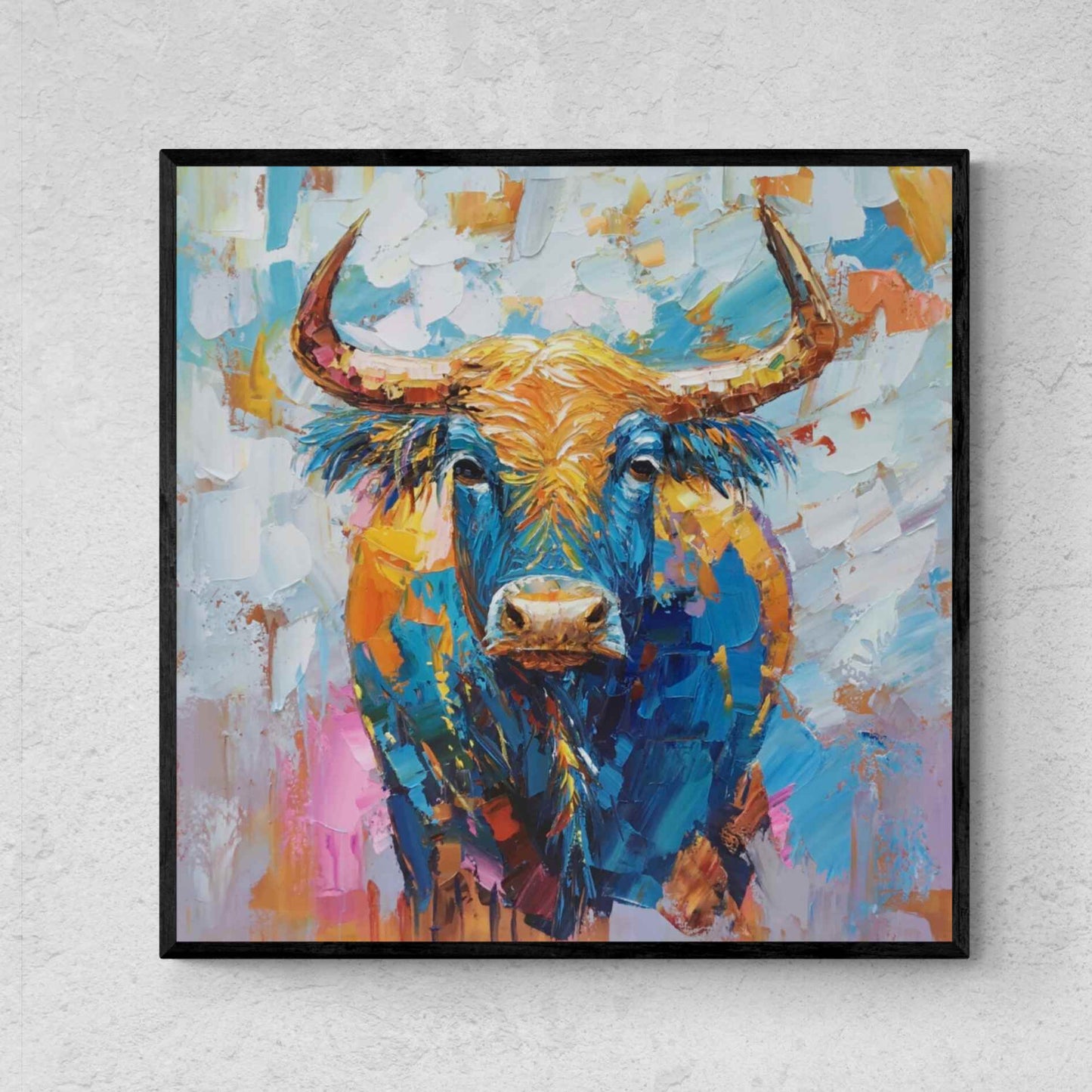 Oil Painting Bull Strength and Freedom 90x90 cm