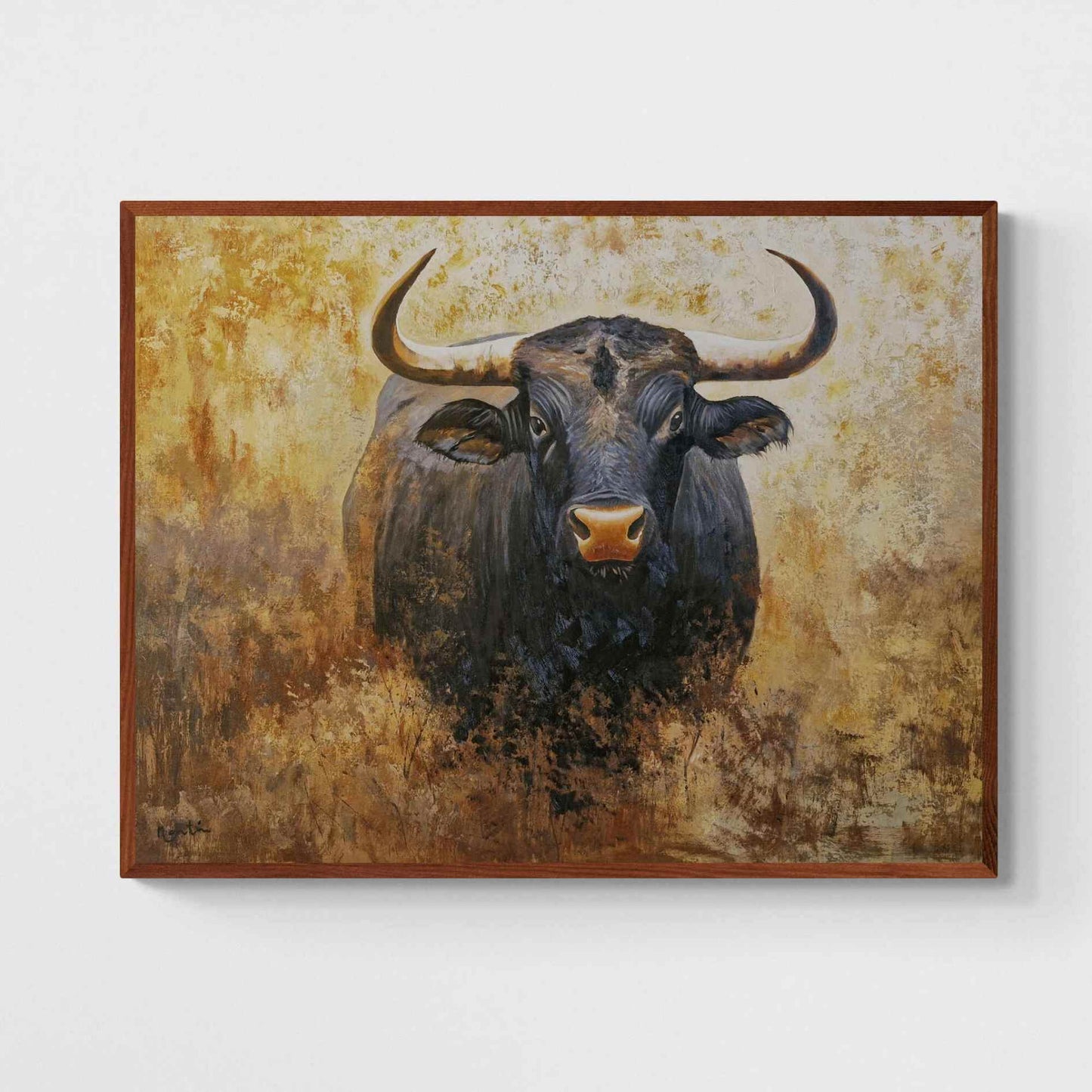 Cuadro al Óleo de Toro Ibérico Pintado a Mano – Arte Animal 110x75 cm