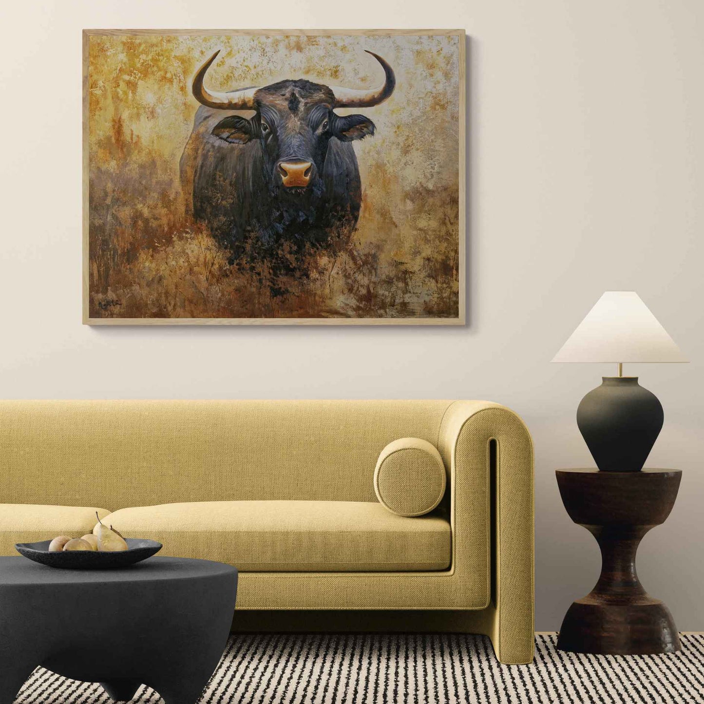 Cuadro al Óleo de Toro Ibérico Pintado a Mano – Arte Animal 110x75 cm