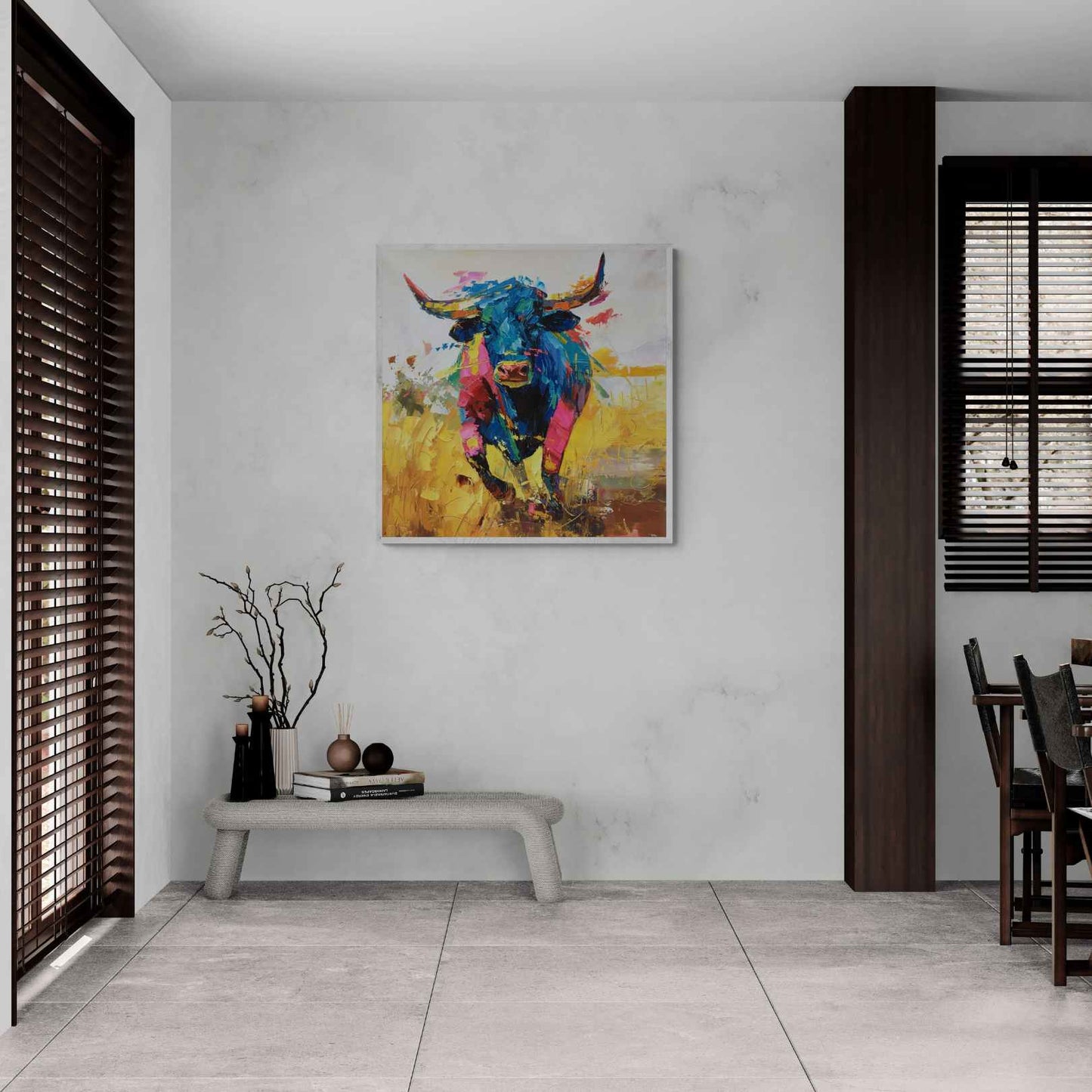 Oil painting Bull strength and spirit 90x90 cm