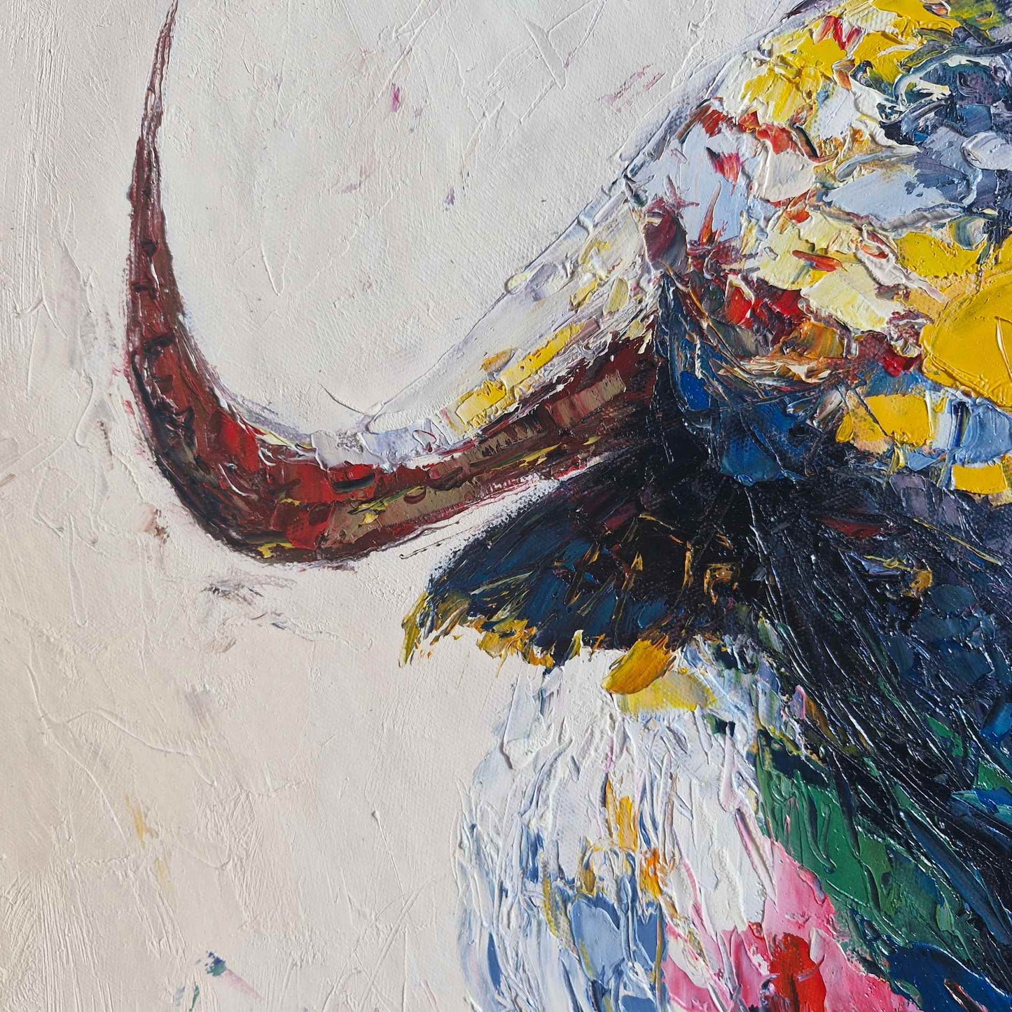 Cuadro de Toro Colorido sobre Fondo Blanco 80x100 cm