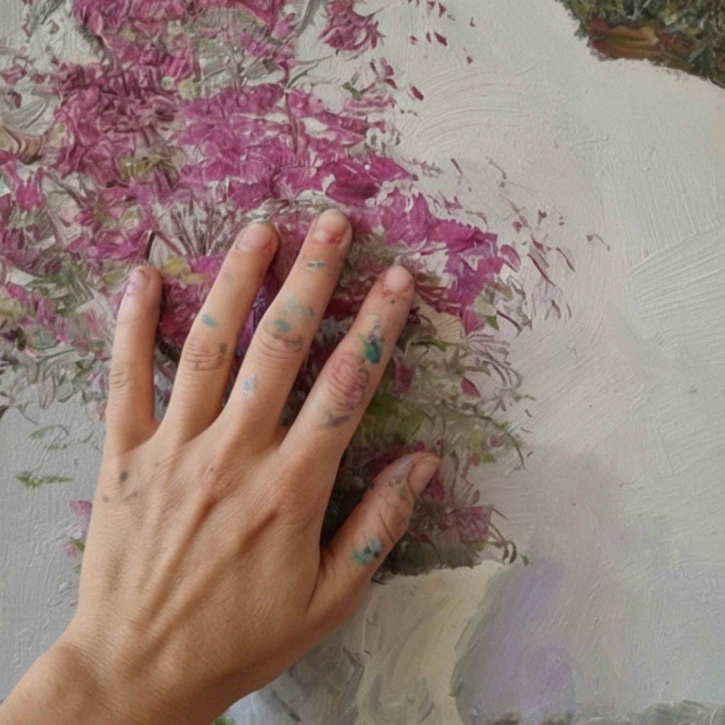 Escalera Mediterránea con Buganvillas – Pintura al Óleo Pintada a Mano por Martín