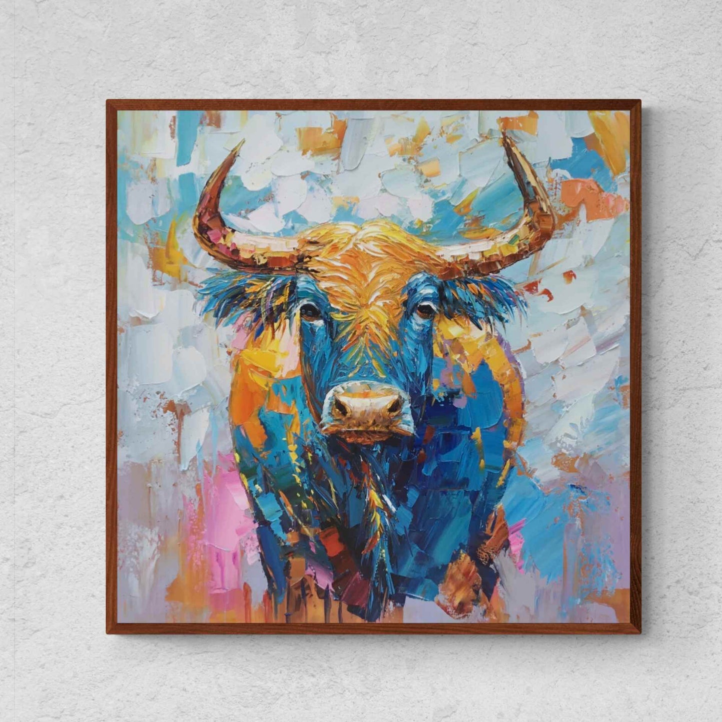 Oil Painting Bull Strength and Freedom 90x90 cm