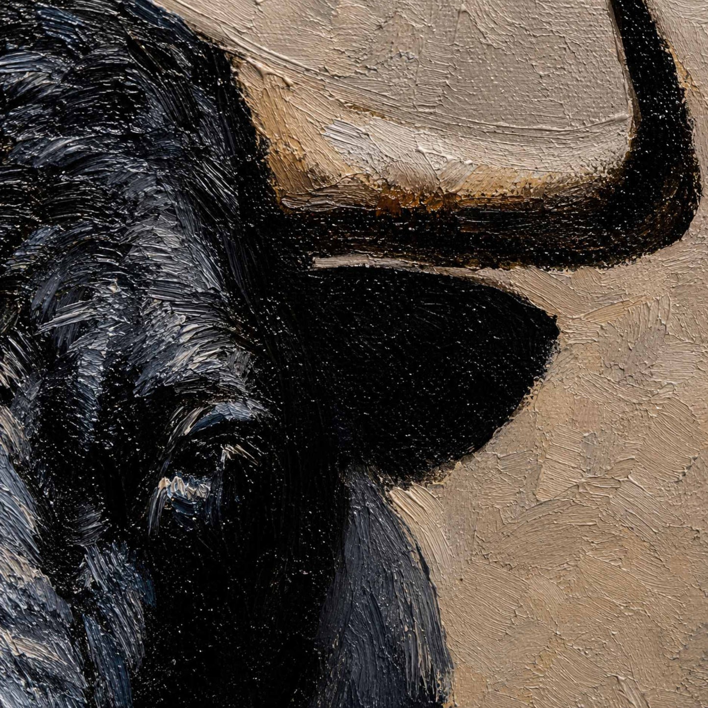 Toro Clásico   — Cuadro de toro pintado a mano, óleo 80×100 cm