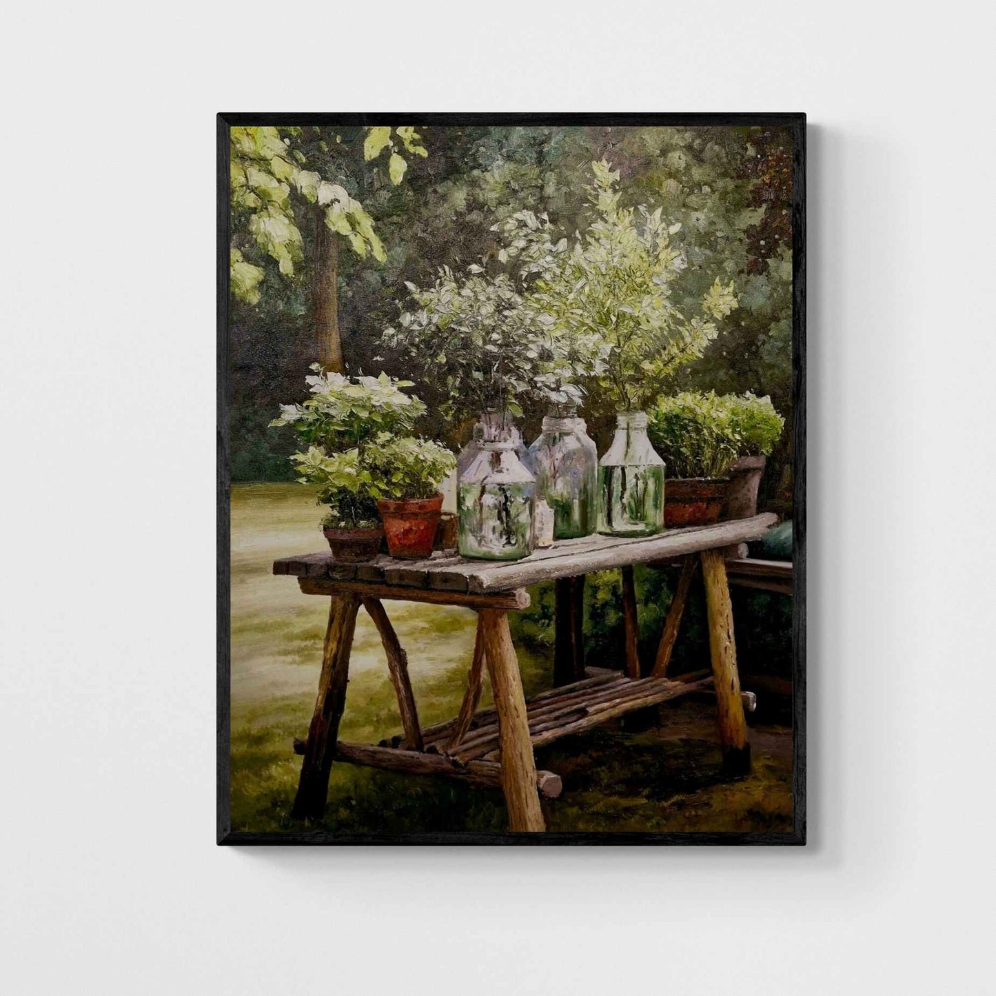 Cuadro al Óleo Mesa de Jardín con Plantas de Martín