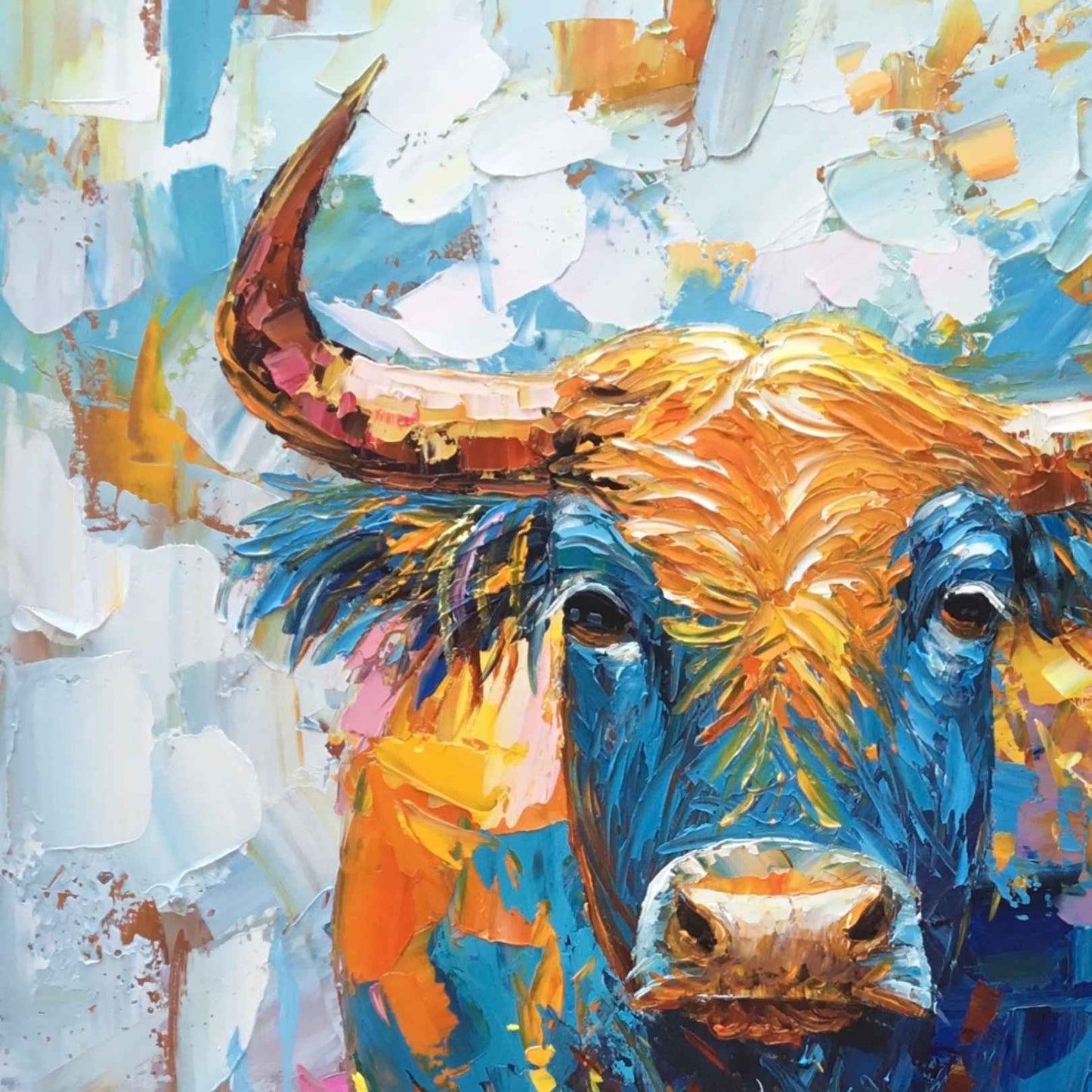 Oil Painting Bull Strength and Freedom 90x90 cm