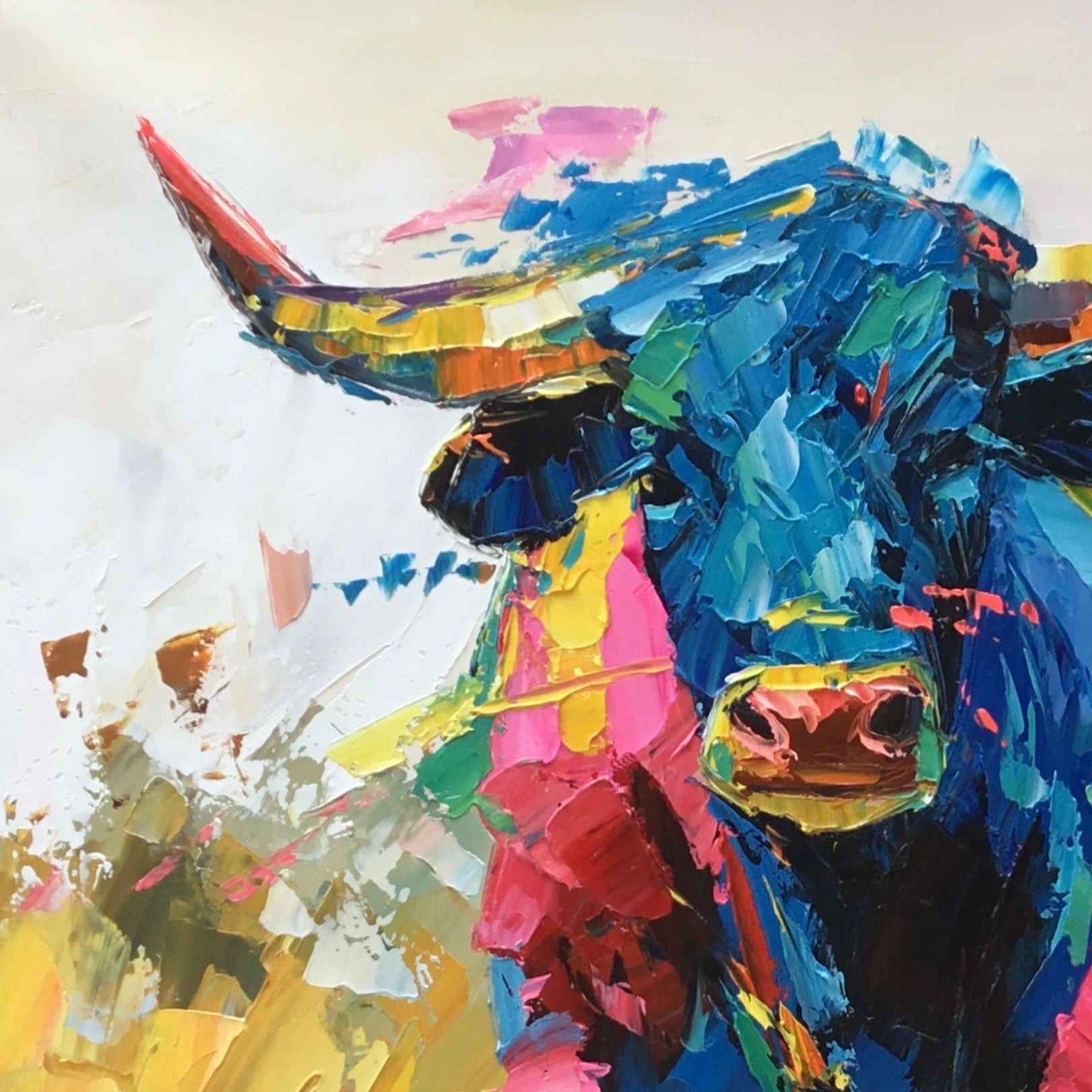 Oil painting Bull strength and spirit 90x90 cm